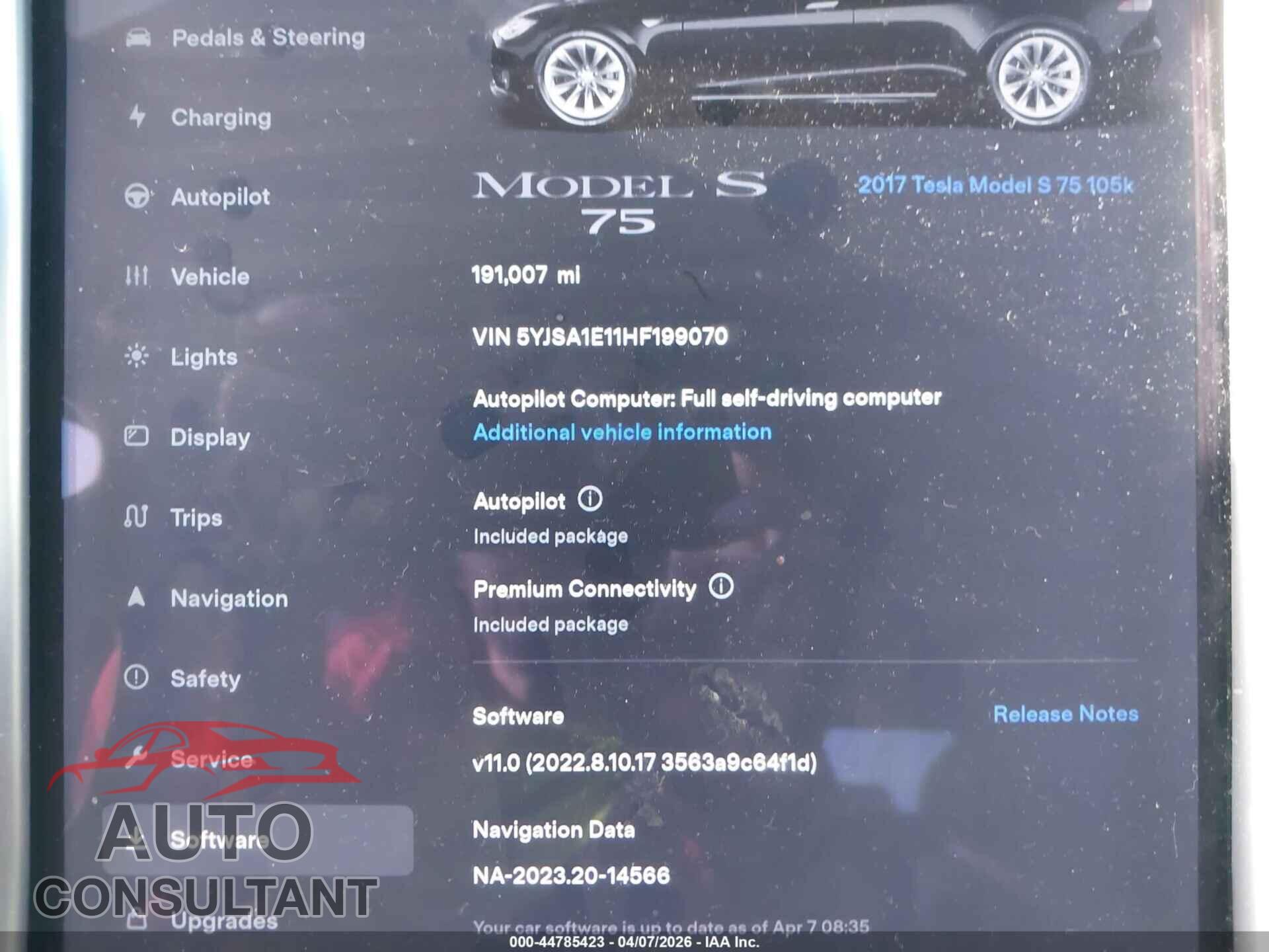 TESLA MODEL S 2017 - 5YJSA1E11HF199070