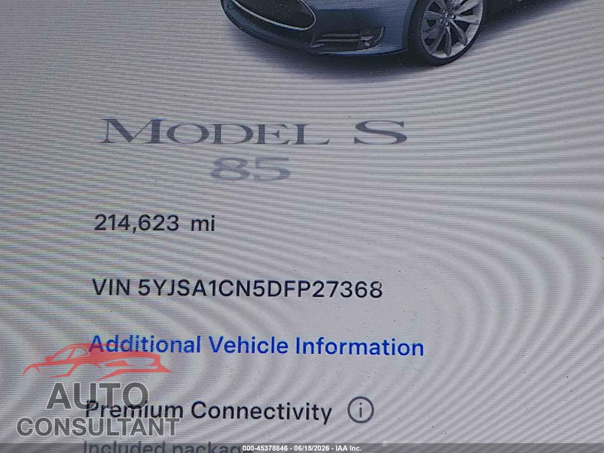 TESLA MODEL S 2013 - 5YJSA1CN5DFP27368