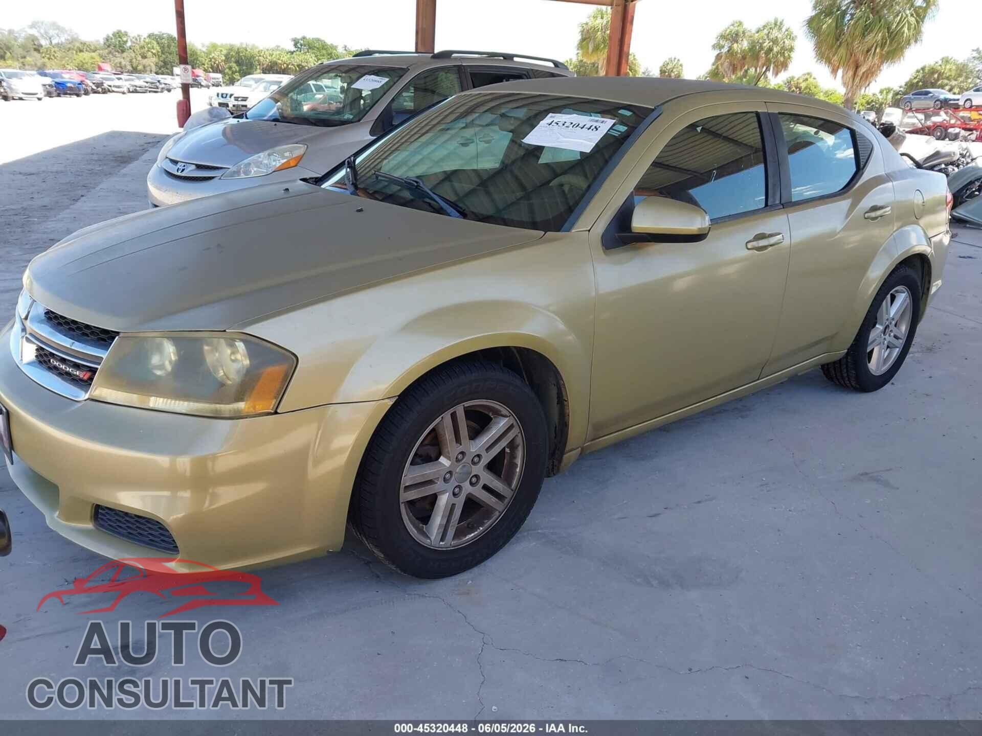 DODGE AVENGER 2012 - 1C3CDZCB1CN258588