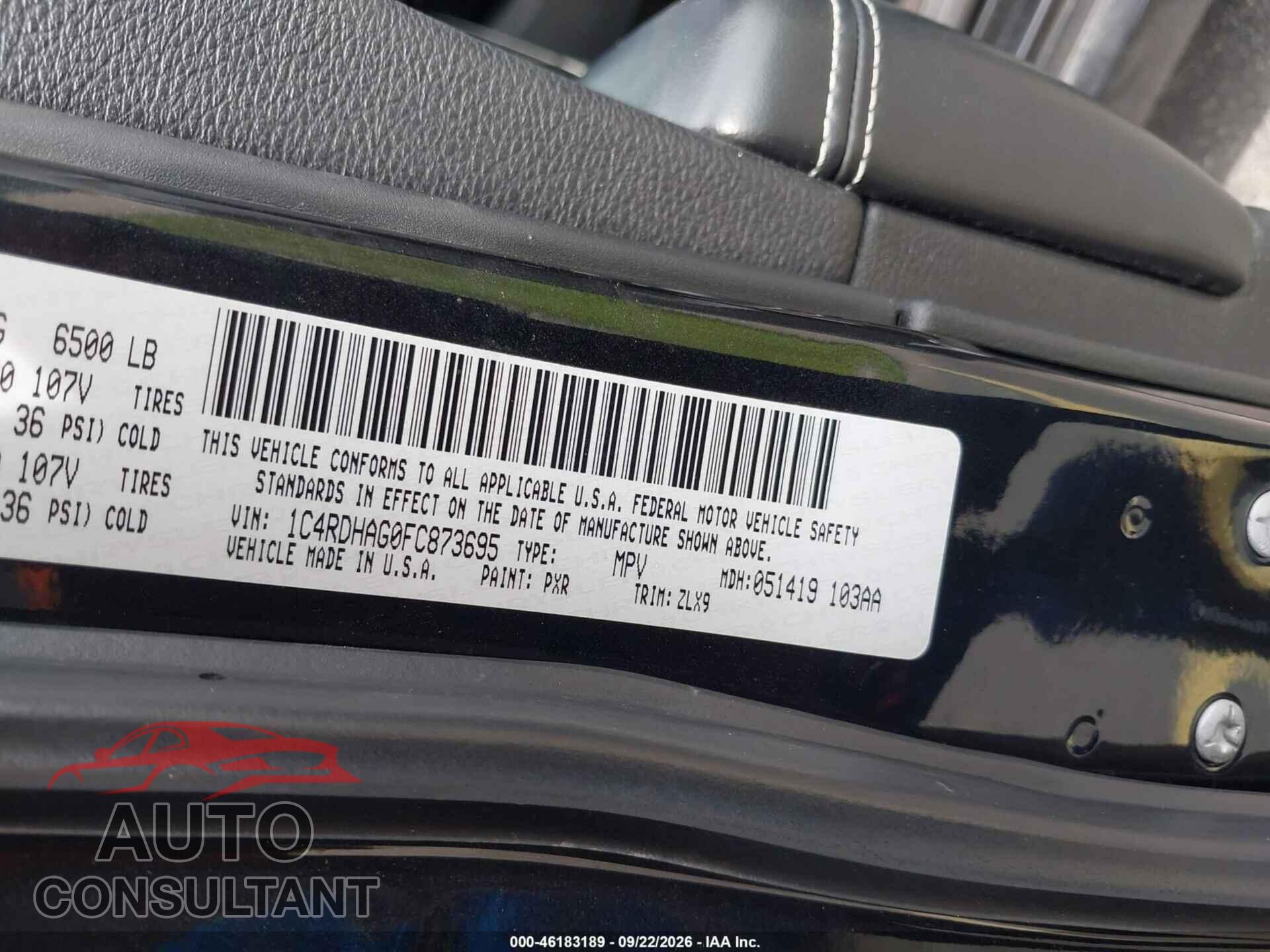 DODGE DURANGO 2015 - 1C4RDHAG0FC873695