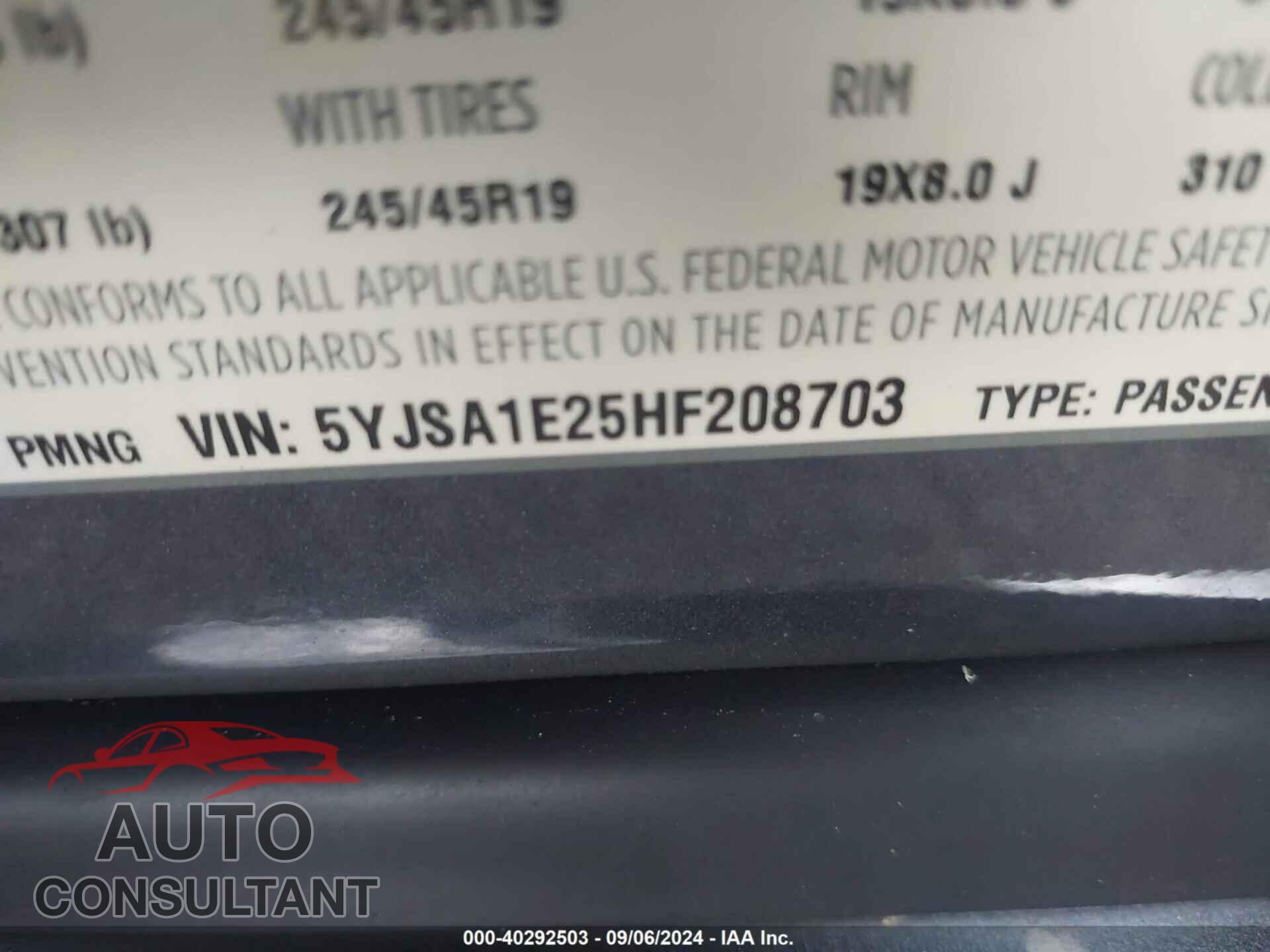 TESLA MODEL S 2017 - 5YJSA1E25HF208703