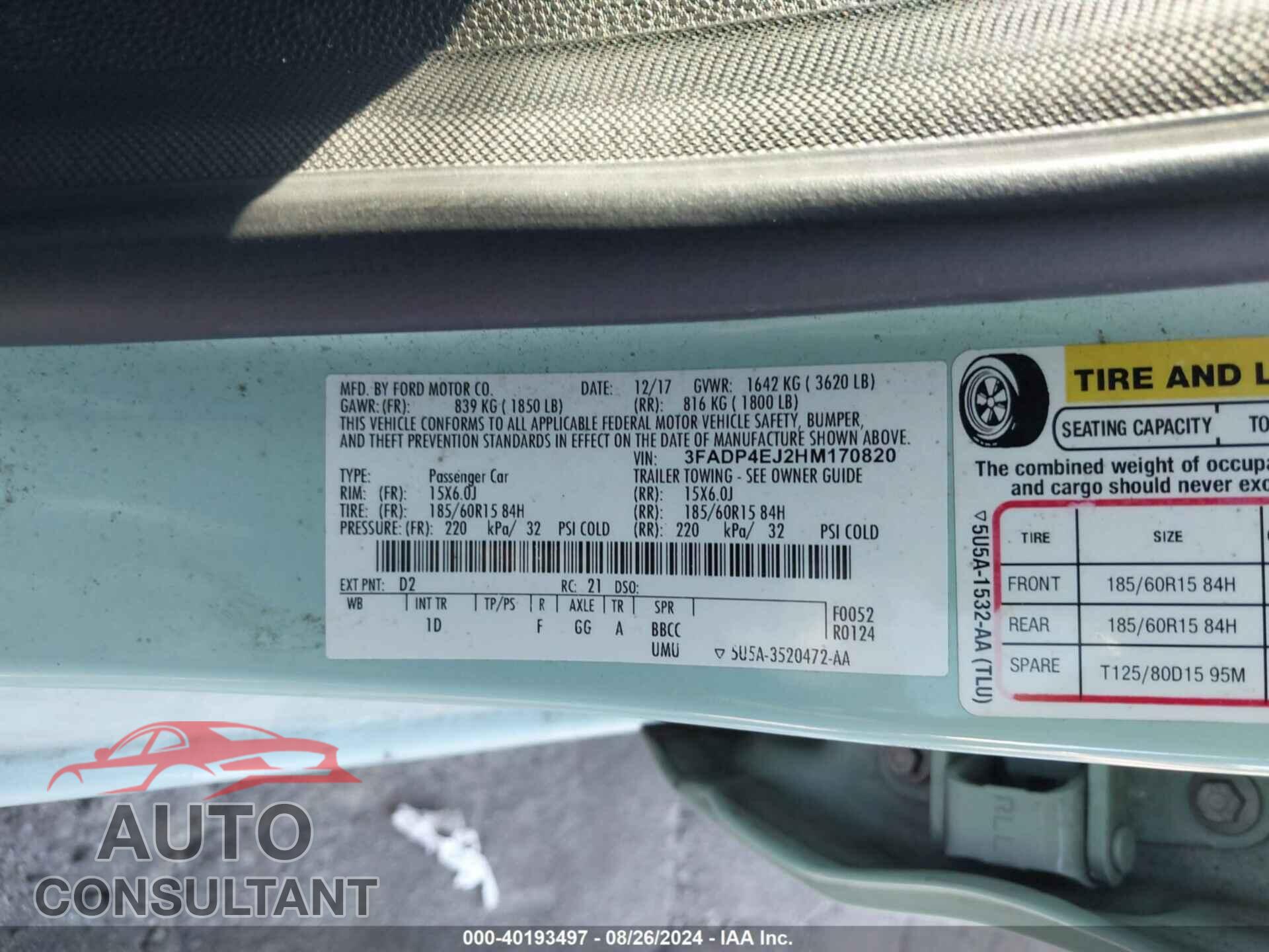 FORD FIESTA 2017 - 3FADP4EJ2HM170820