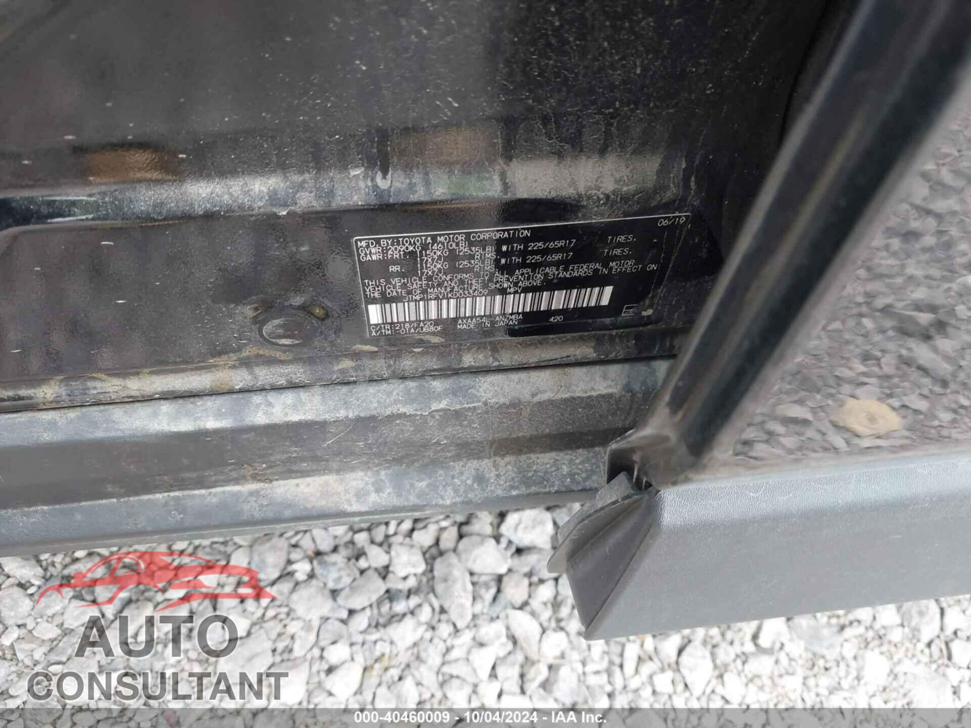 TOYOTA RAV4 2019 - JTMP1RFV1KD033409