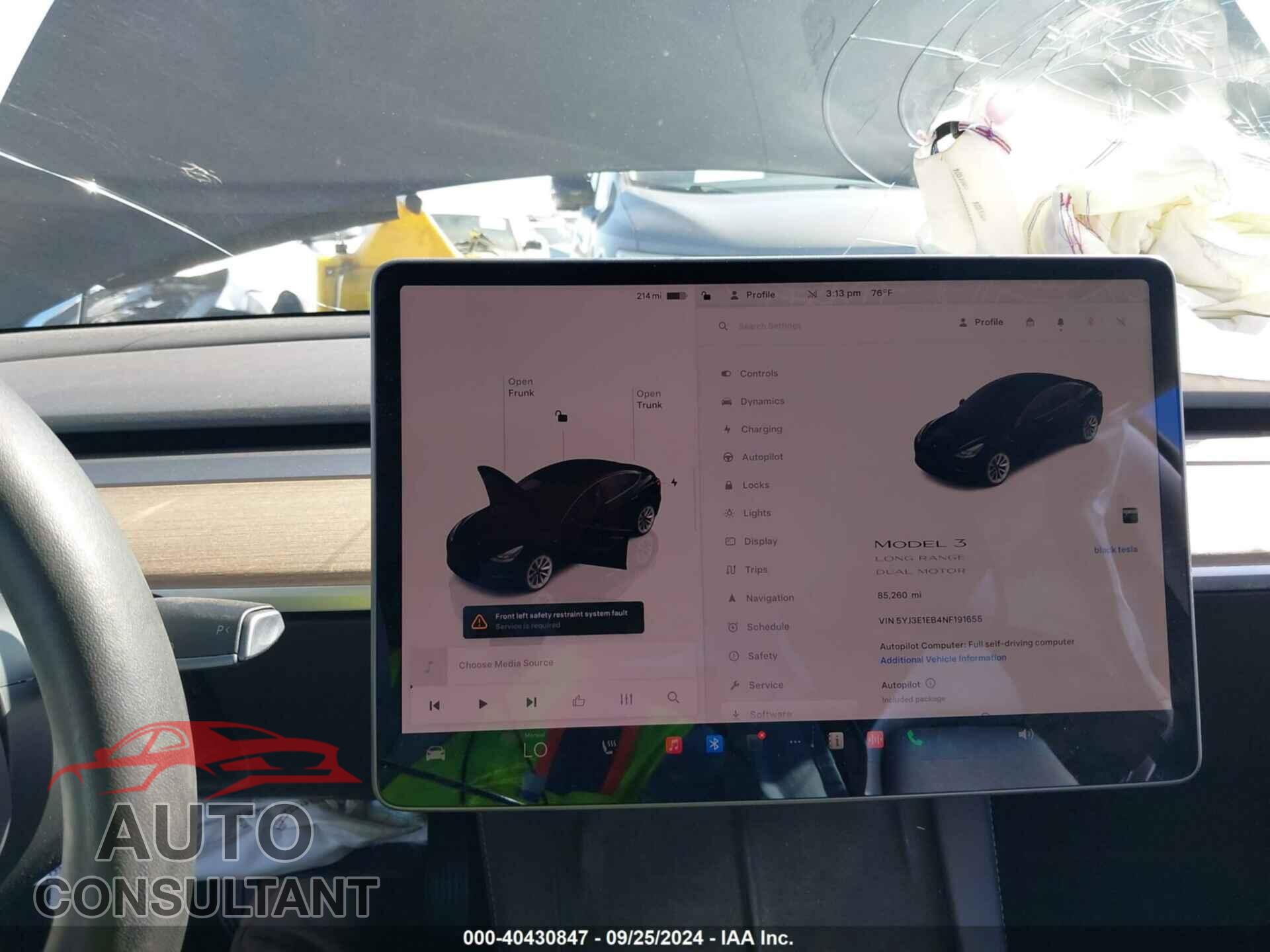 TESLA MODEL 3 2022 - 5YJ3E1EB4NF191655