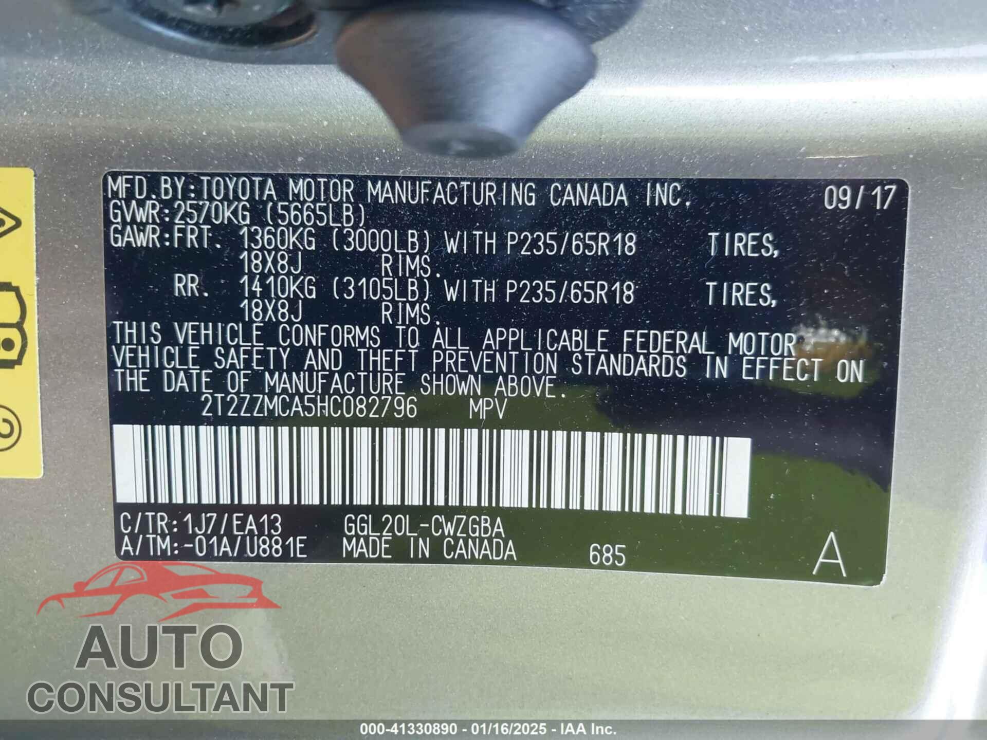 LEXUS RX 350 2017 - 2T2ZZMCA5HC082796