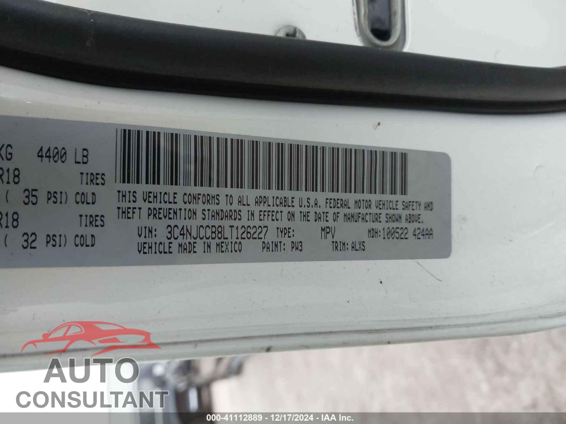 JEEP COMPASS 2020 - 3C4NJCCB8LT126227