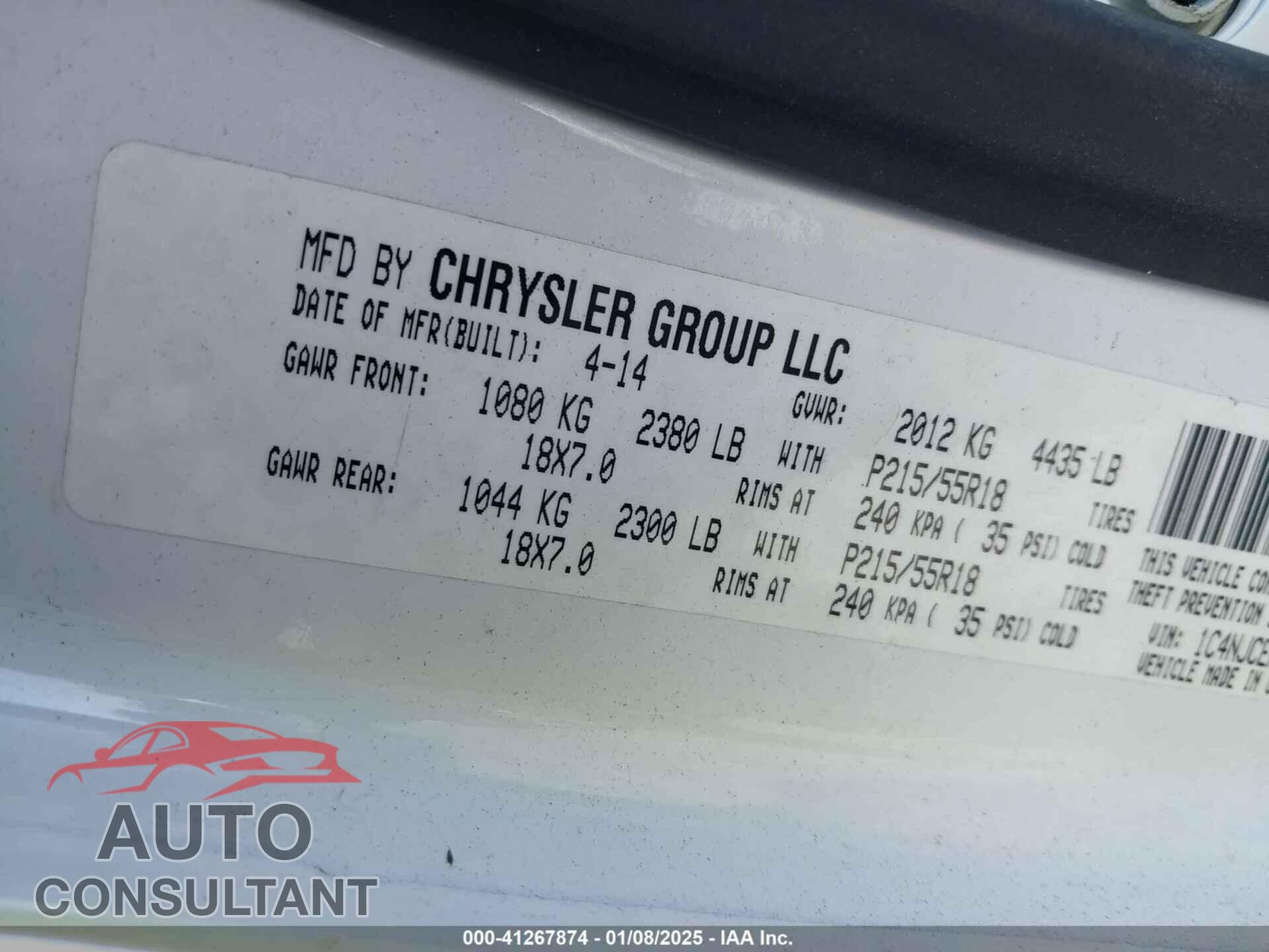 JEEP COMPASS 2014 - 1C4NJCEA2ED821607