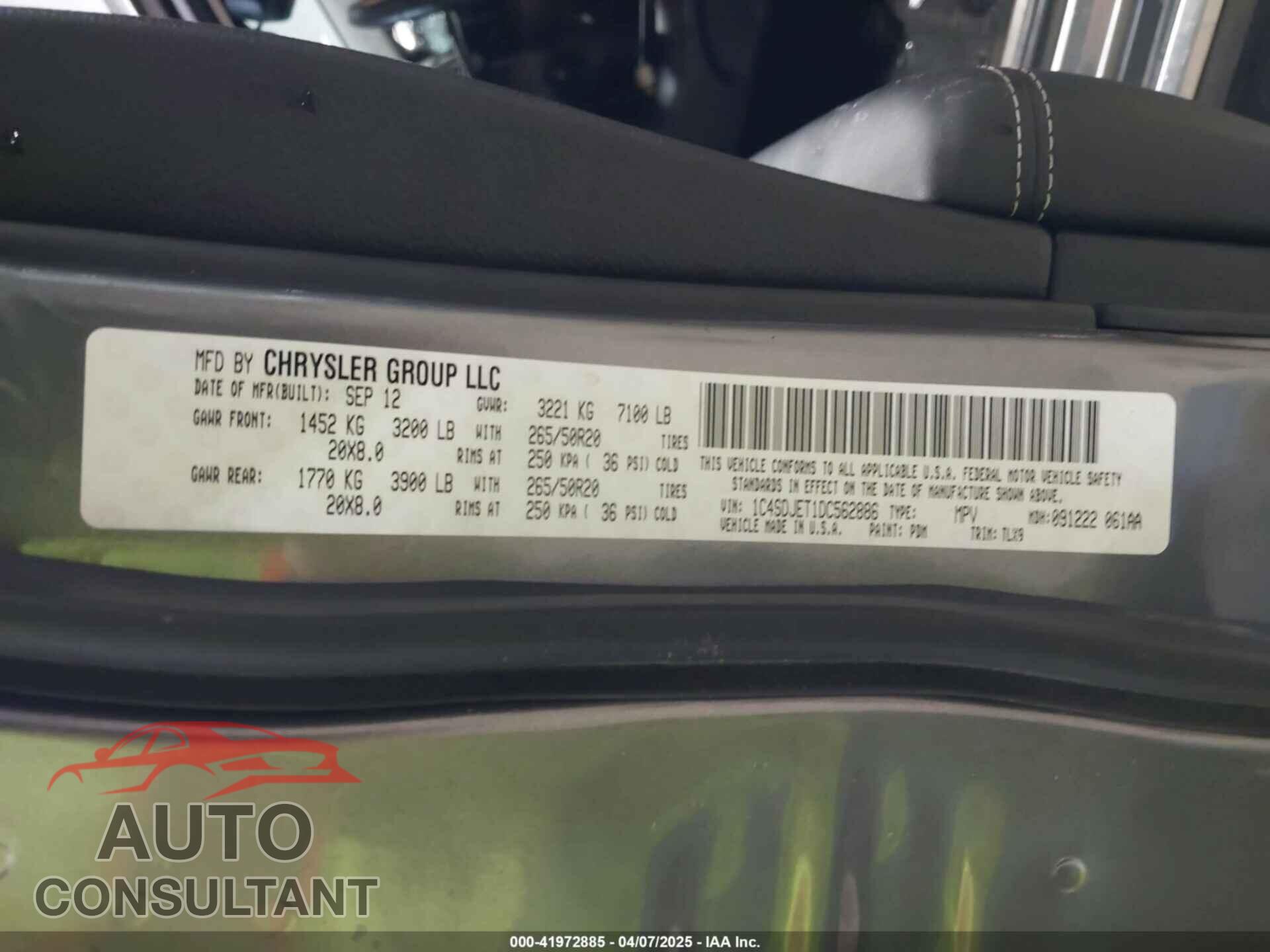 DODGE DURANGO 2013 - 1C4SDJET1DC562886
