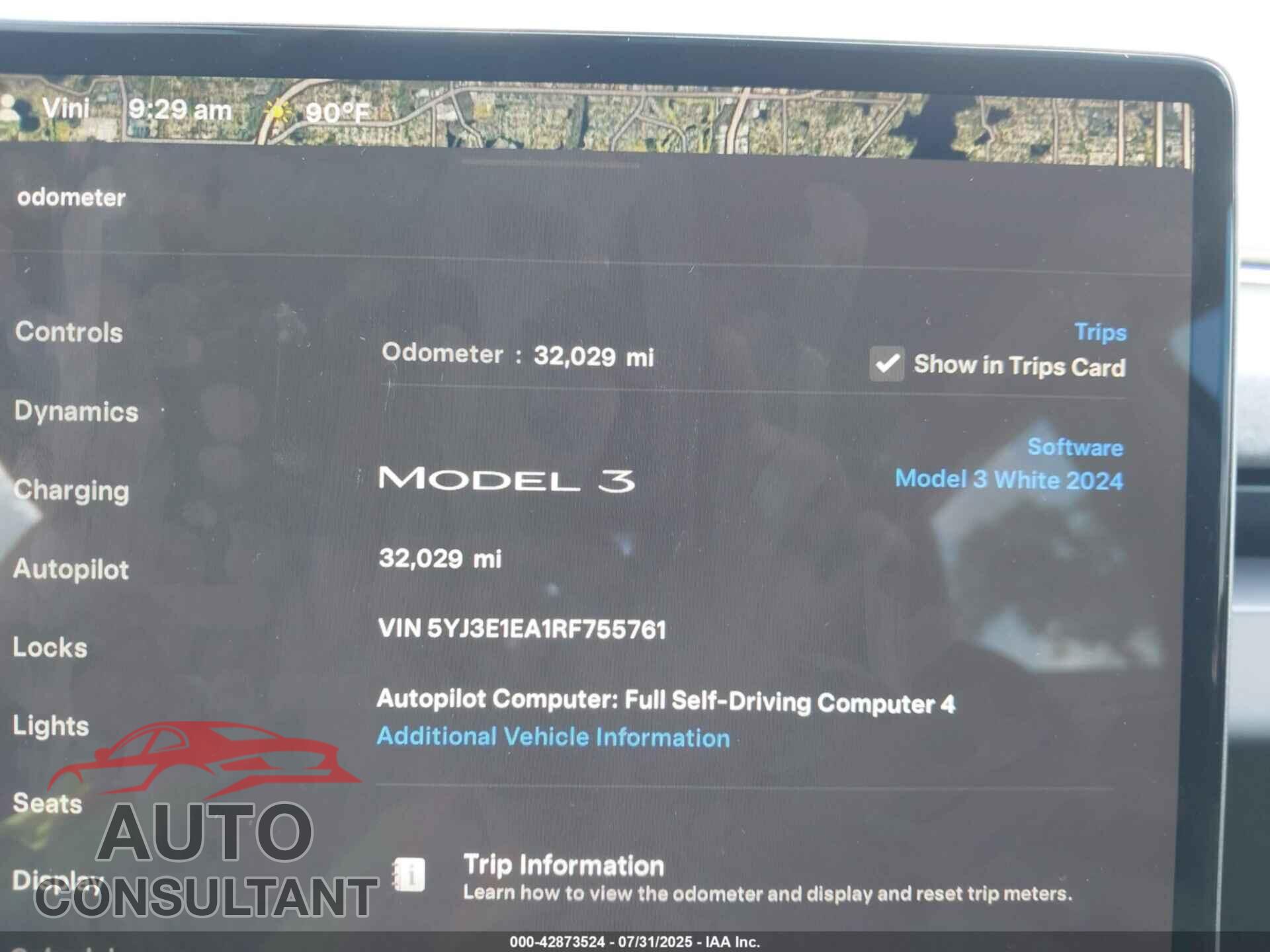 TESLA MODEL 3 2024 - 5YJ3E1EA1RF755761