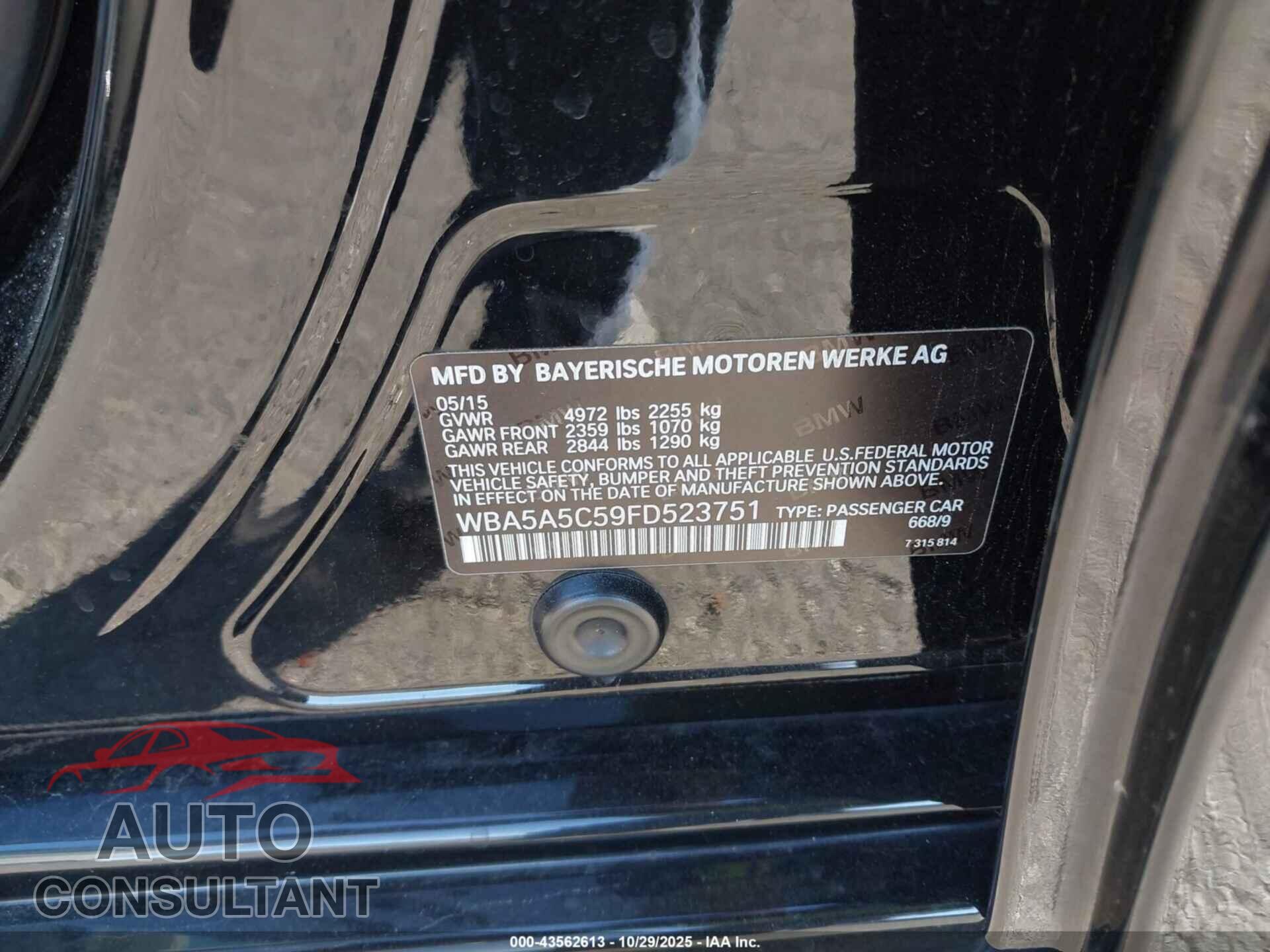 BMW 528I 2015 - WBA5A5C59FD523751