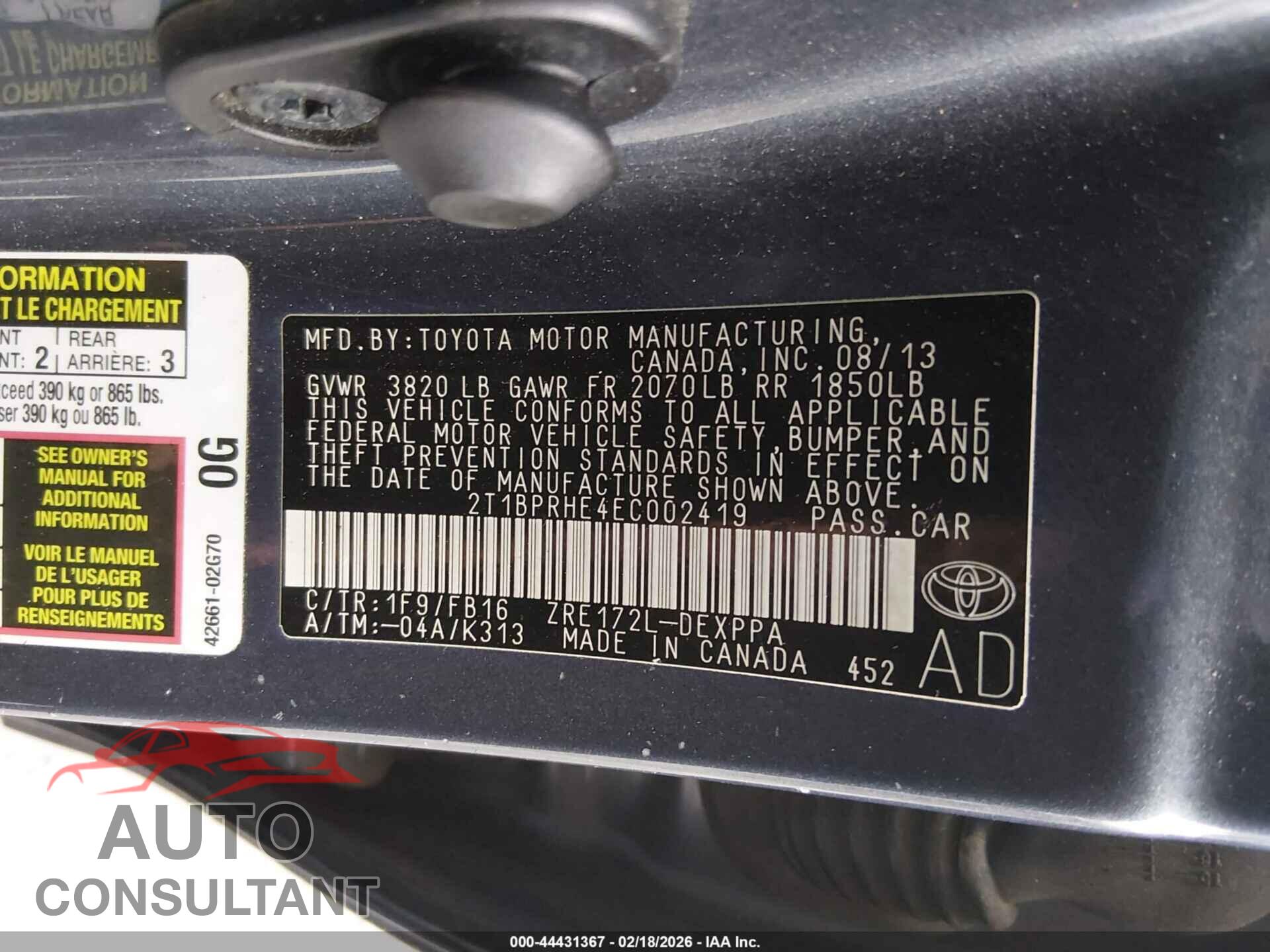 TOYOTA COROLLA 2014 - 2T1BPRHE4EC002419