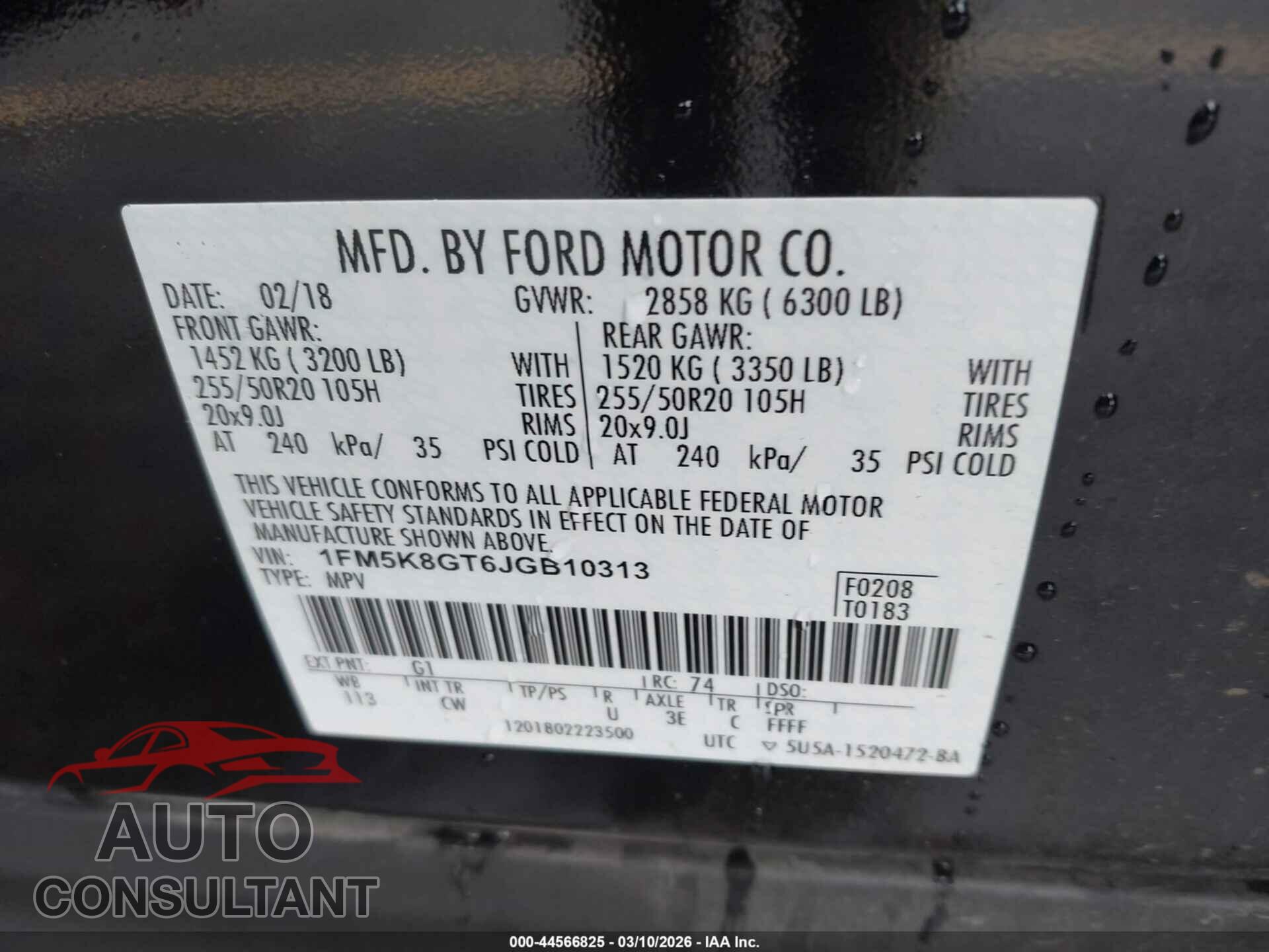 FORD EXPLORER 2018 - 1FM5K8GT6JGB10313