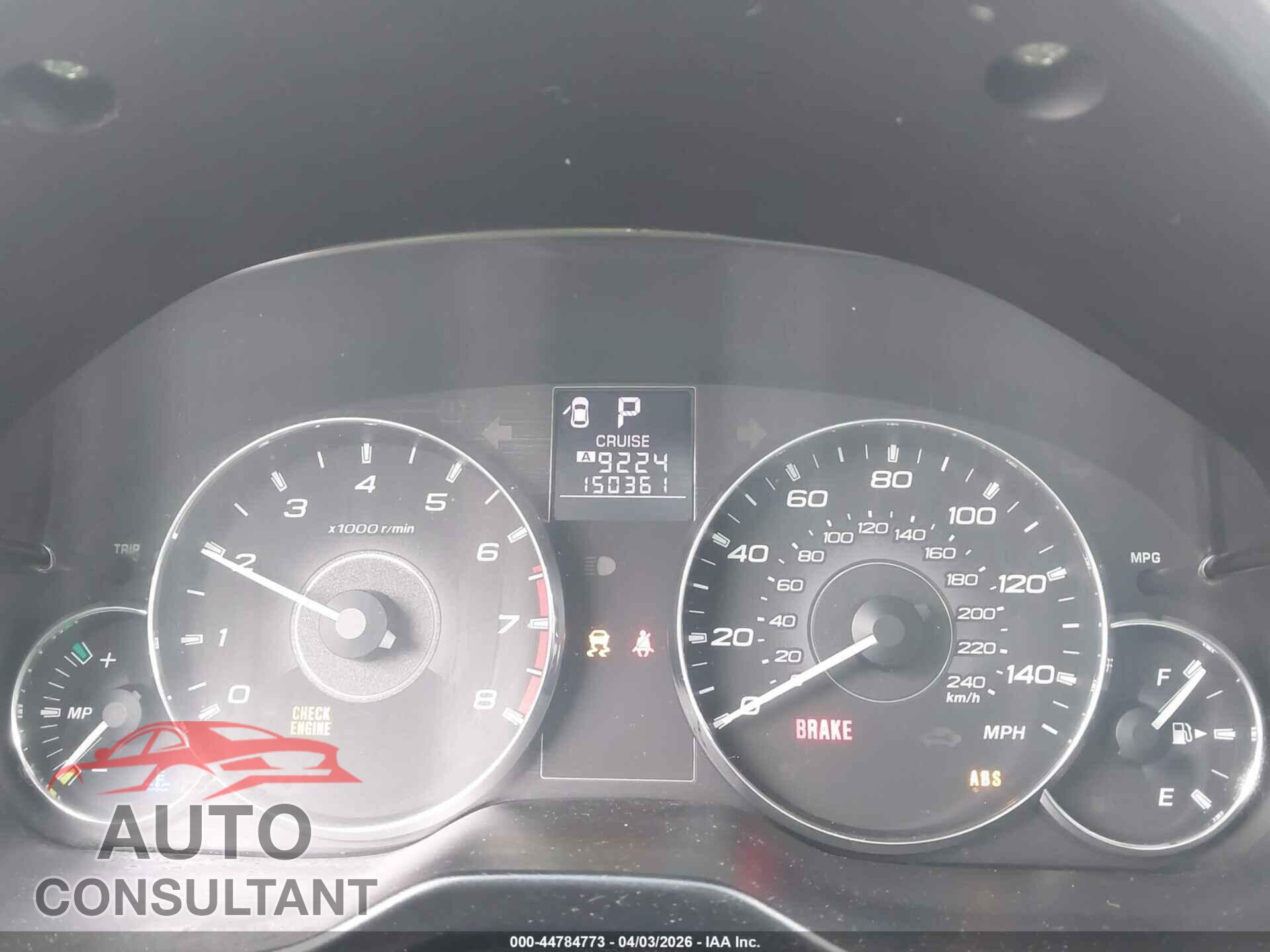 SUBARU OUTBACK 2012 - 4S4BRBGC8C3277343