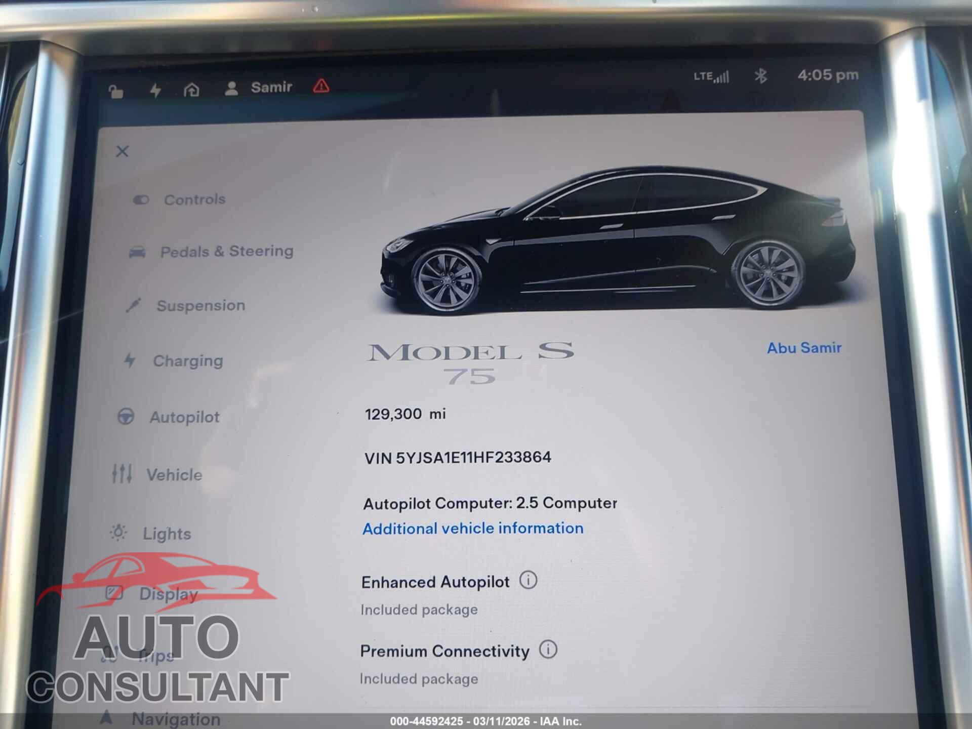 TESLA MODEL S 2017 - 5YJSA1E11HF233864