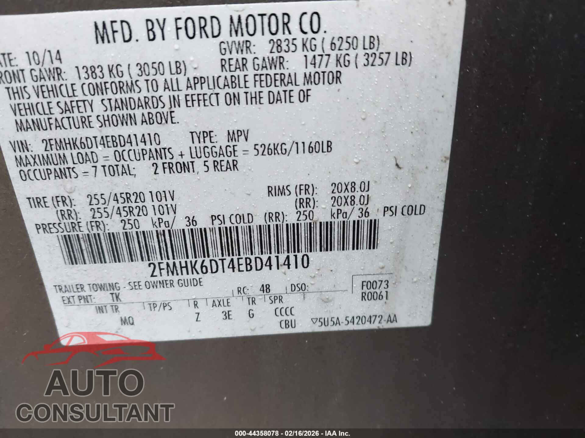 FORD FLEX 2014 - 2FMHK6DT4EBD41410