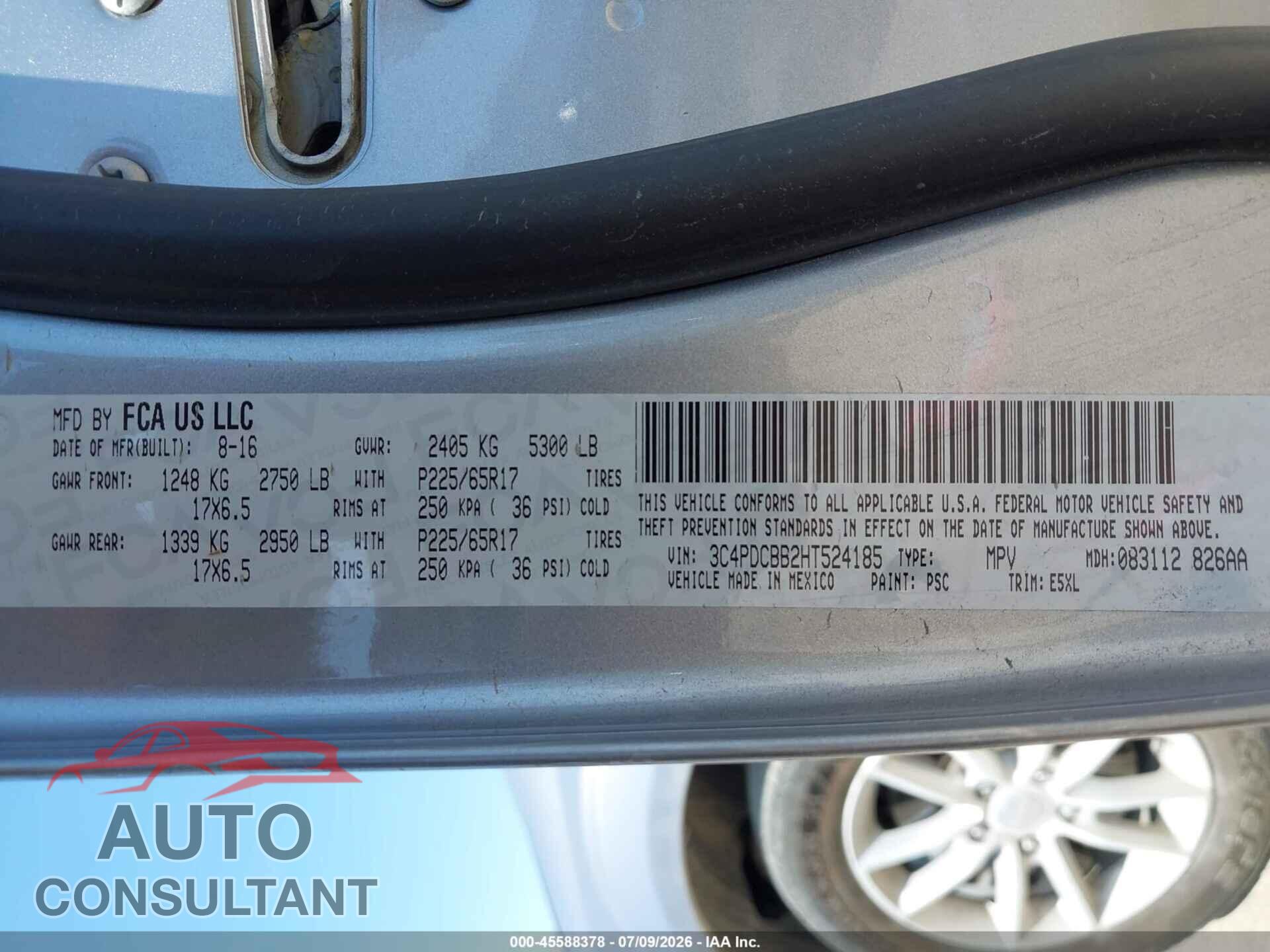 DODGE JOURNEY 2017 - 3C4PDCBB2HT524185