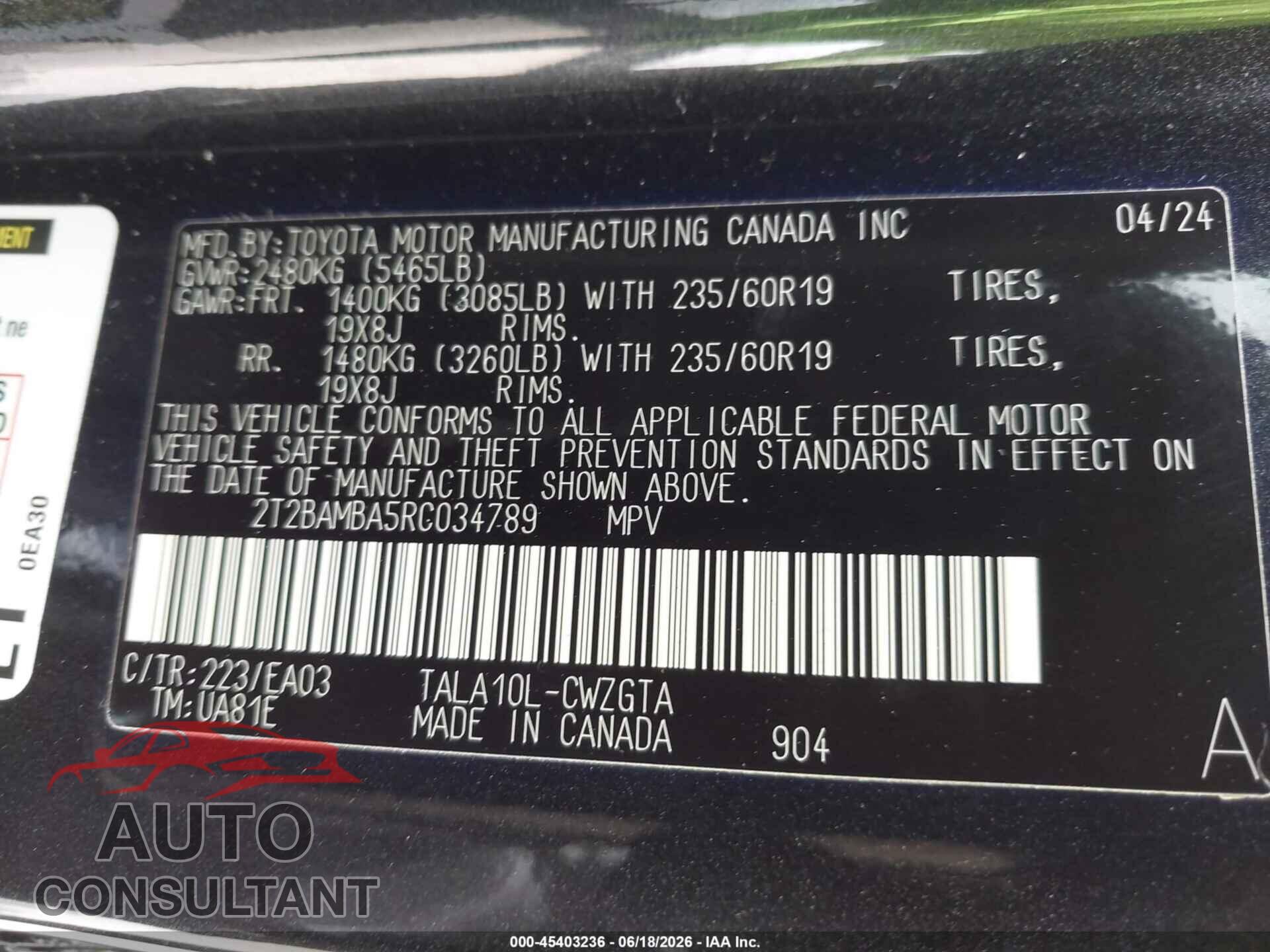 LEXUS RX 350 2024 - 2T2BAMBA5RC034789