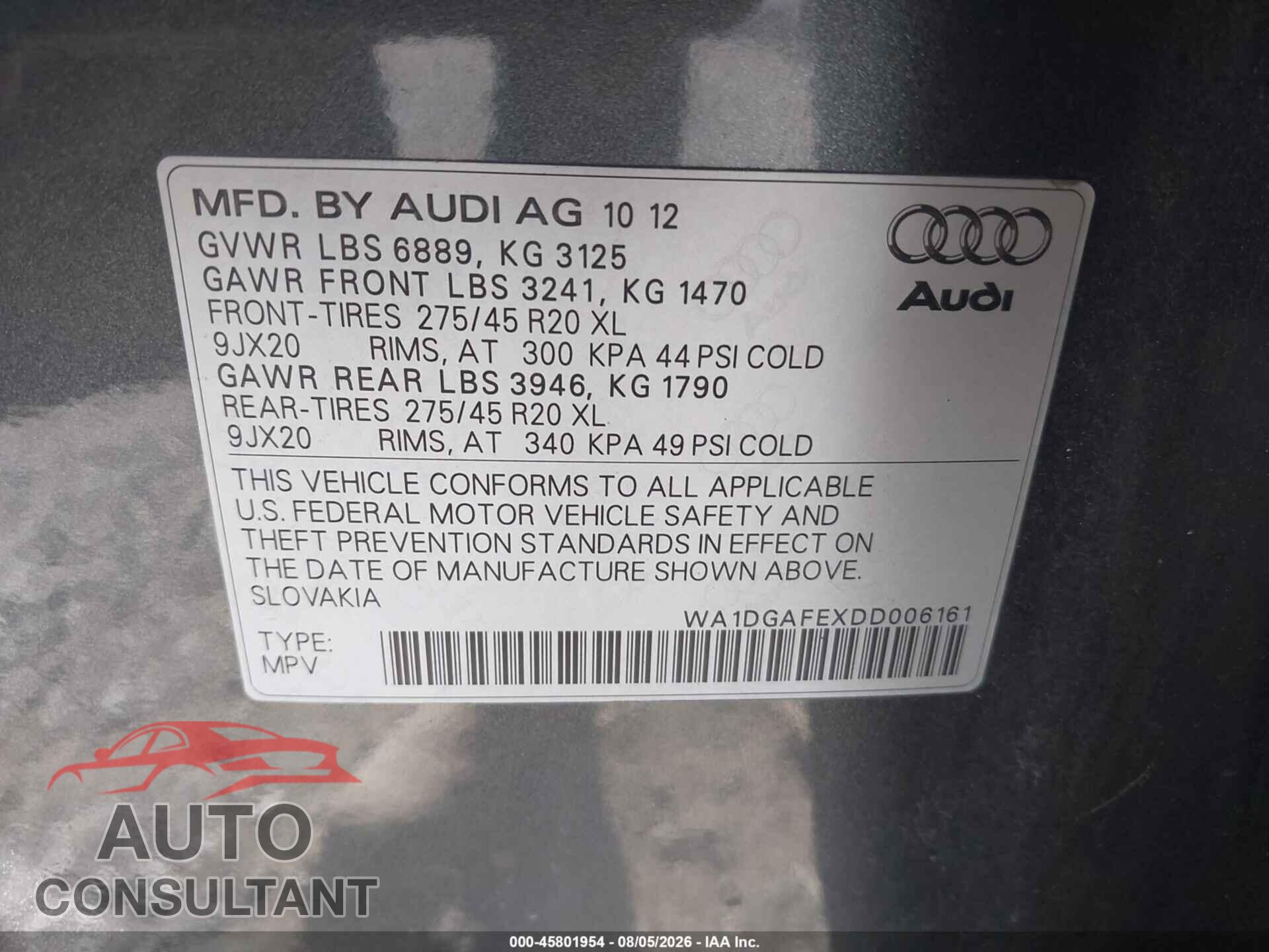 AUDI Q7 2013 - WA1DGAFEXDD006161