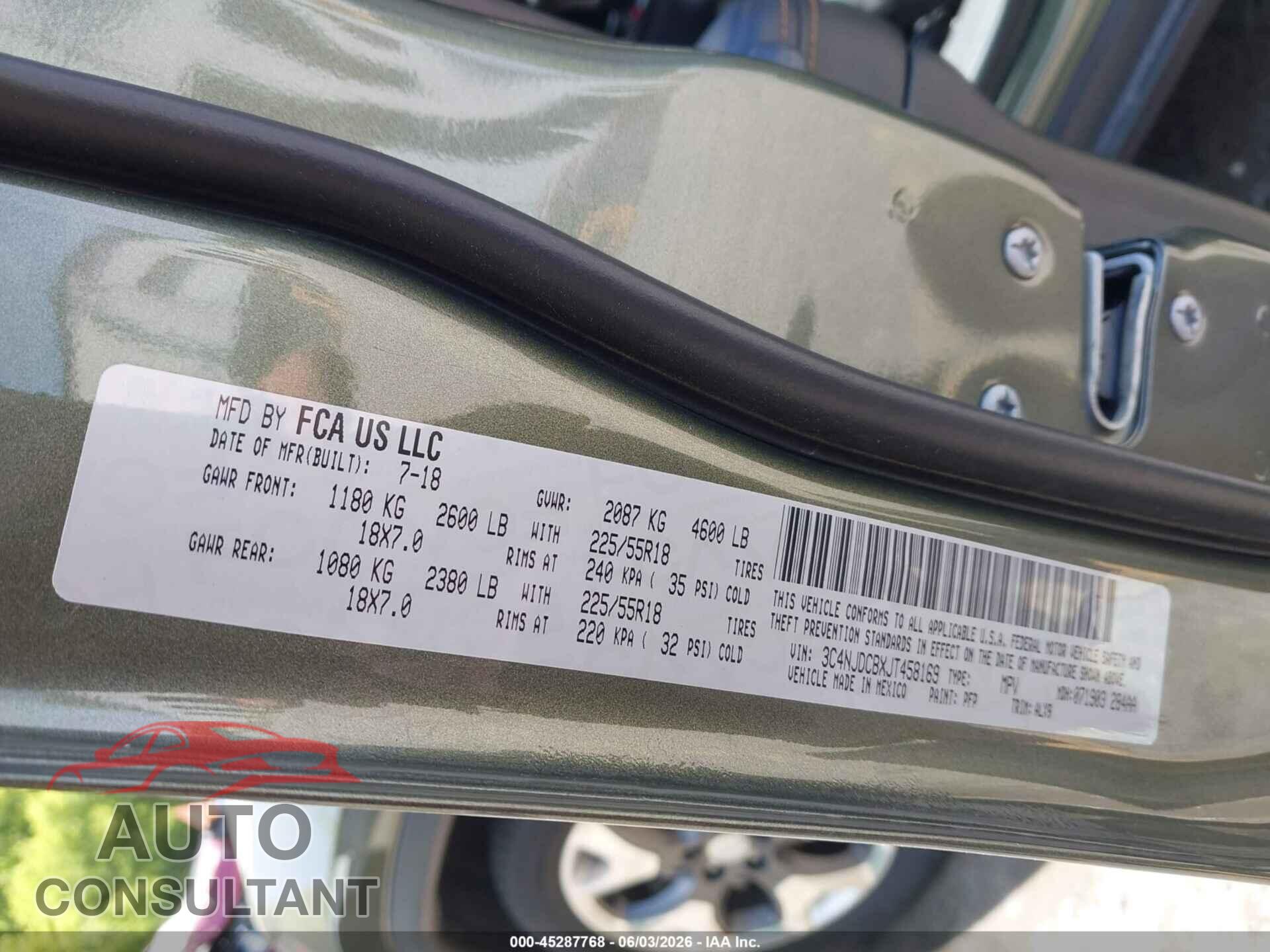 JEEP COMPASS 2018 - 3C4NJDCBXJT458169