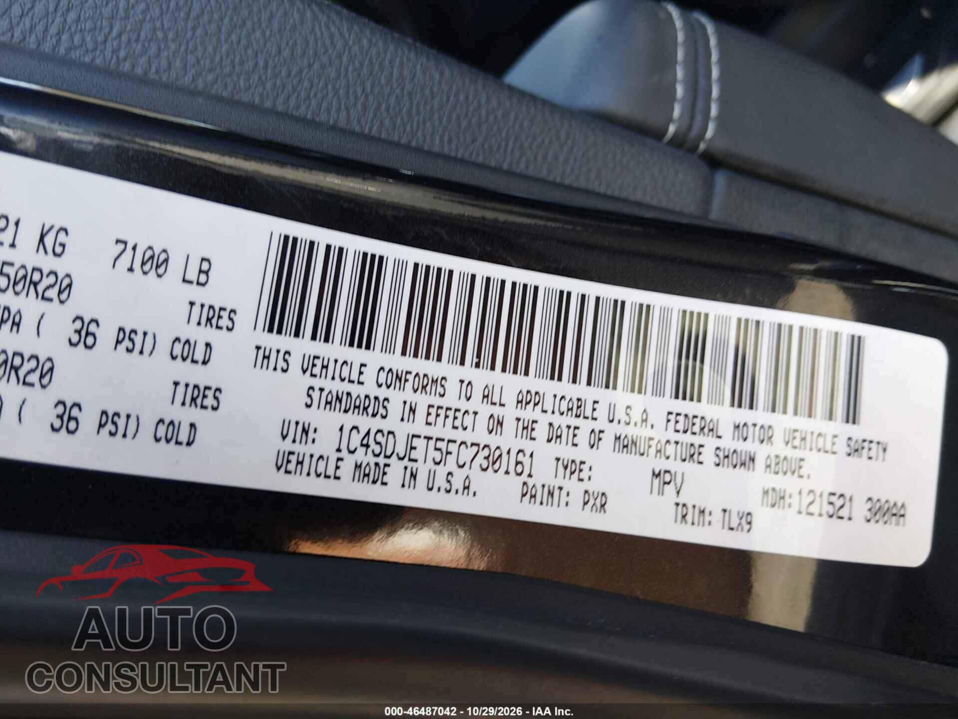 DODGE DURANGO 2015 - 1C4SDJET5FC730161