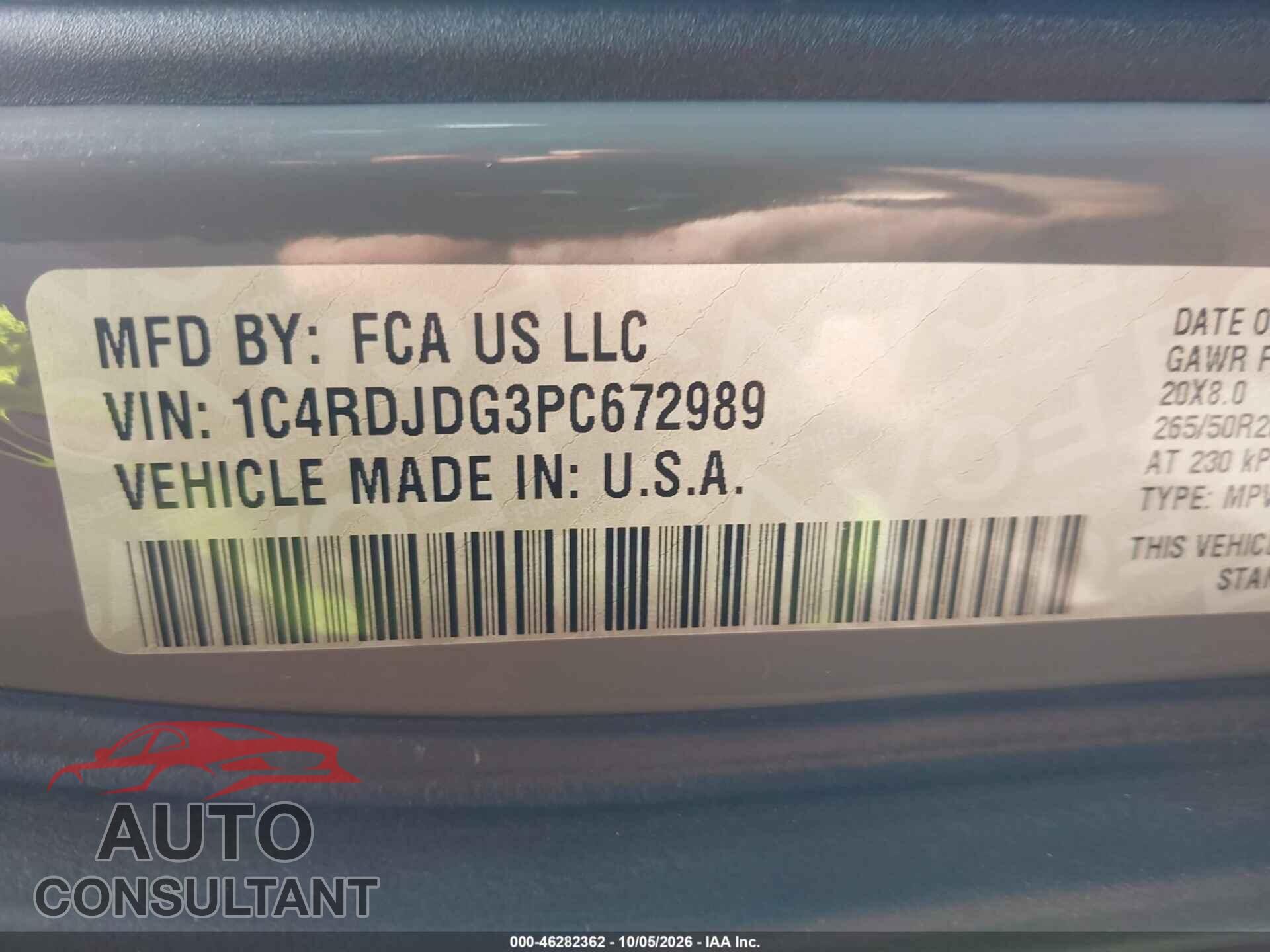 DODGE DURANGO 2023 - 1C4RDJDG3PC672989
