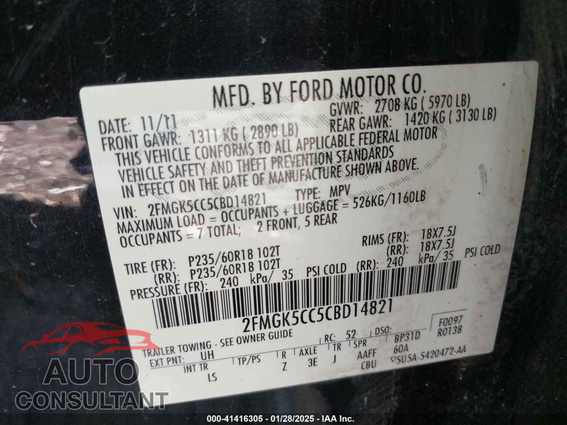 FORD FLEX 2012 - 2FMGK5CC5CBD14821