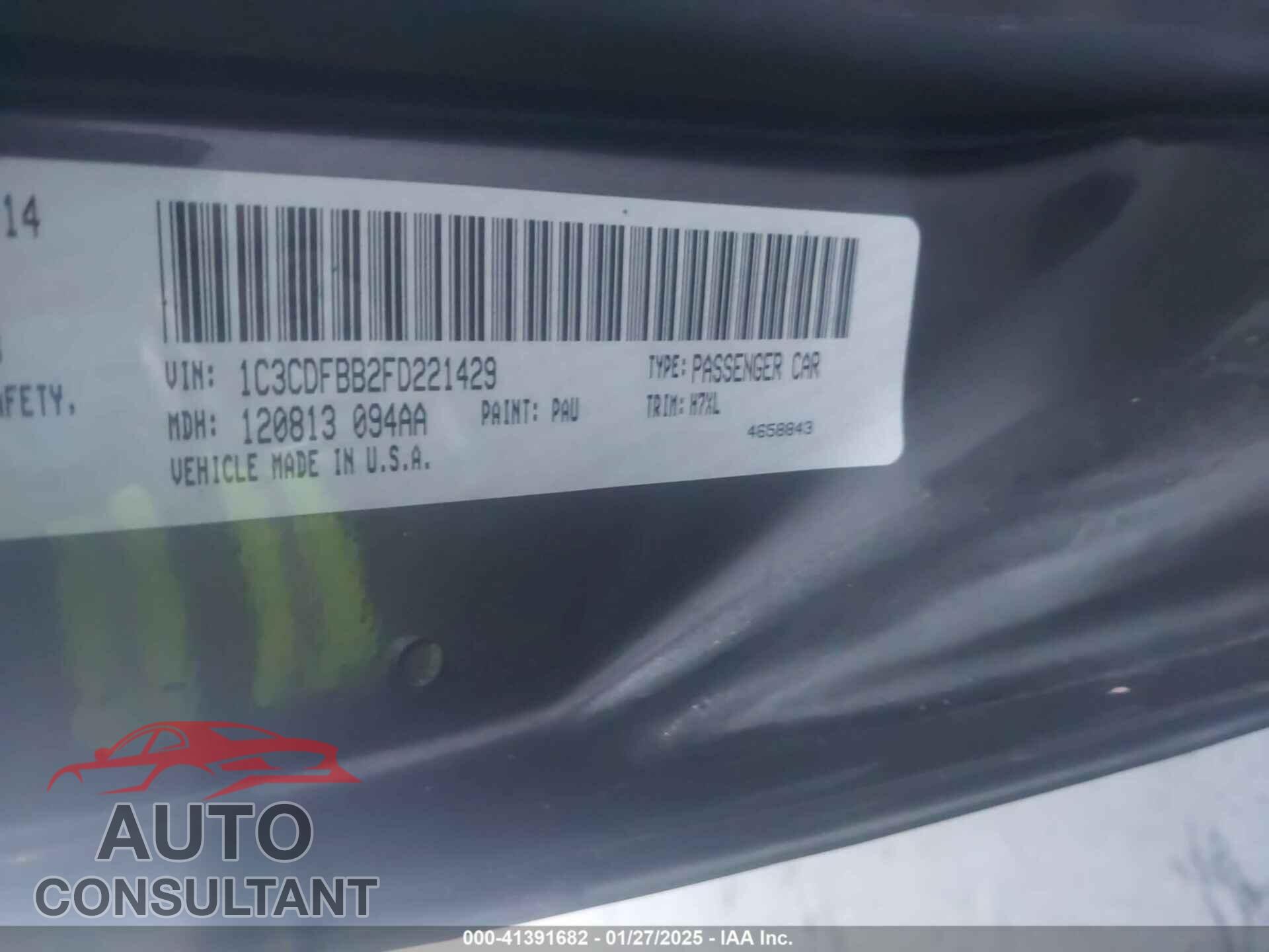 DODGE DART 2015 - 1C3CDFBB2FD221429
