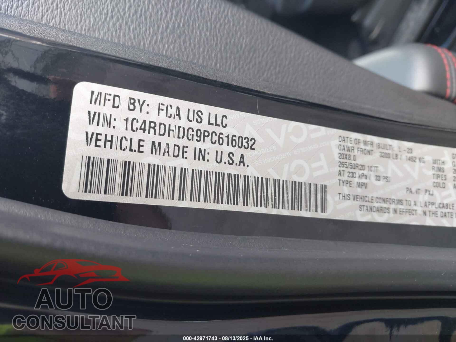 DODGE DURANGO 2023 - 1C4RDHDG9PC616032