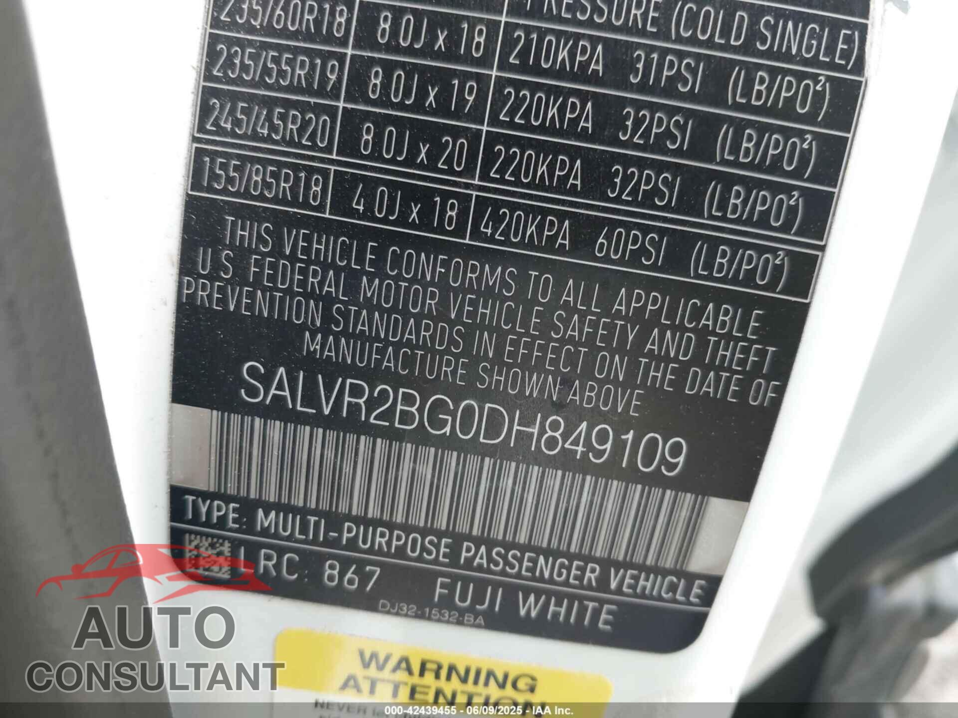 LAND ROVER RANGE ROVER EVOQUE 2013 - SALVR2BG0DH849109