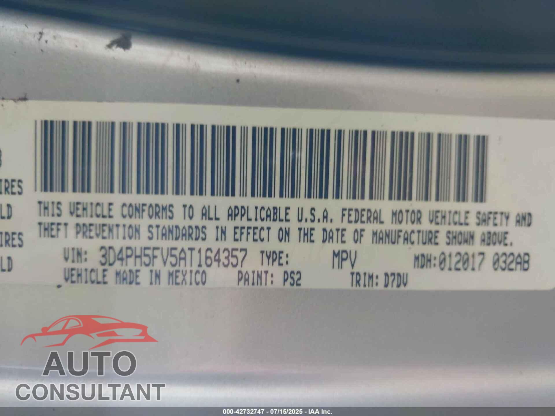 DODGE JOURNEY 2010 - 3D4PH5FV5AT164357