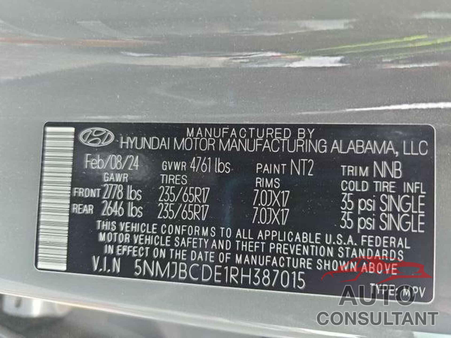 HYUNDAI TUCSON 2024 - 5NMJBCDE1RH387015