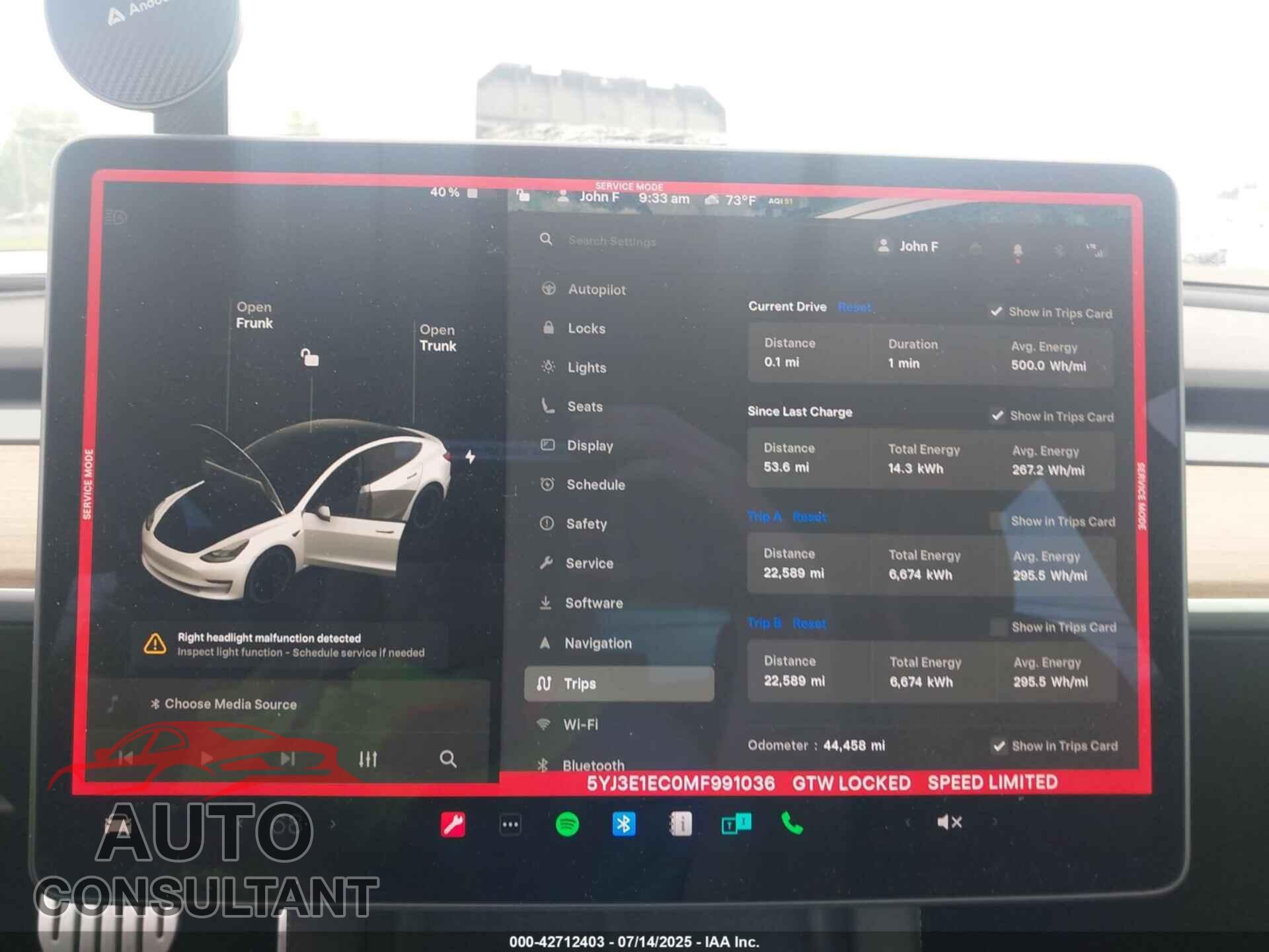 TESLA MODEL 3 2021 - 5YJ3E1EC0MF991036