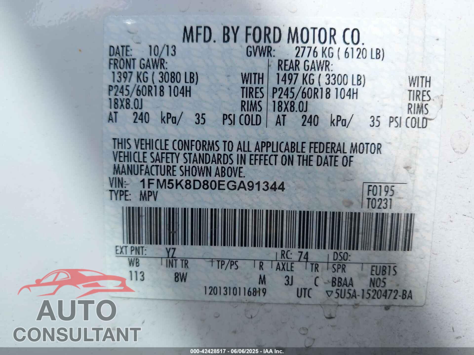 FORD EXPLORER 2014 - 1FM5K8D80EGA91344