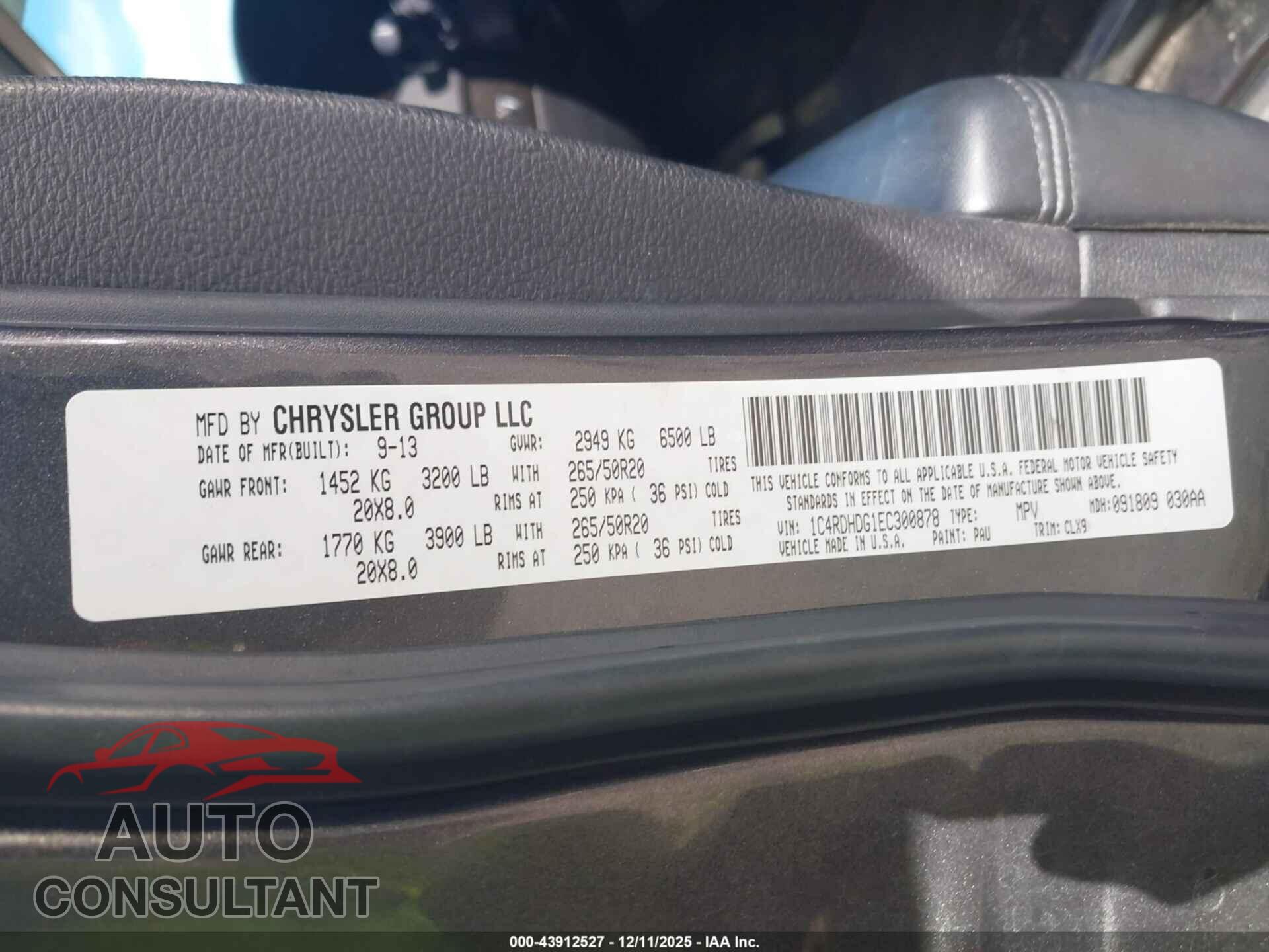 DODGE DURANGO 2014 - 1C4RDHDG1EC300878