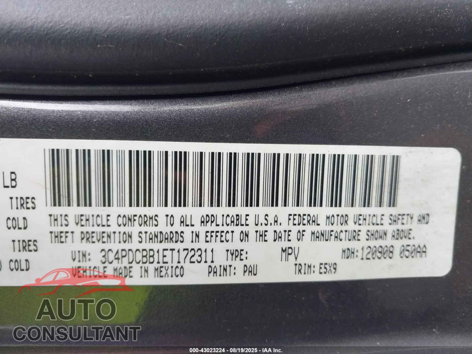 DODGE JOURNEY 2014 - 3C4PDCBB1ET172311