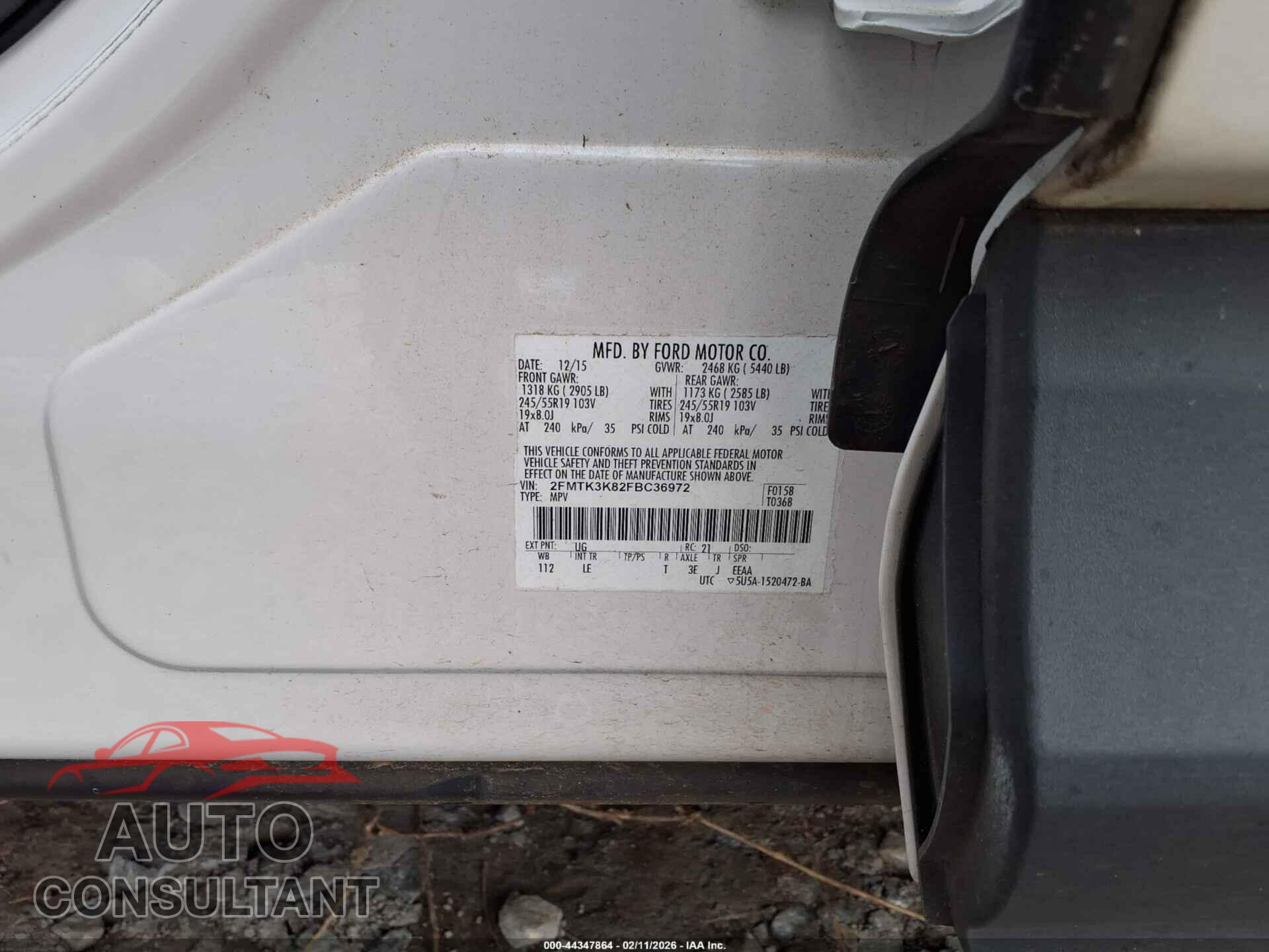 FORD EDGE 2015 - 2FMTK3K82FBC36972