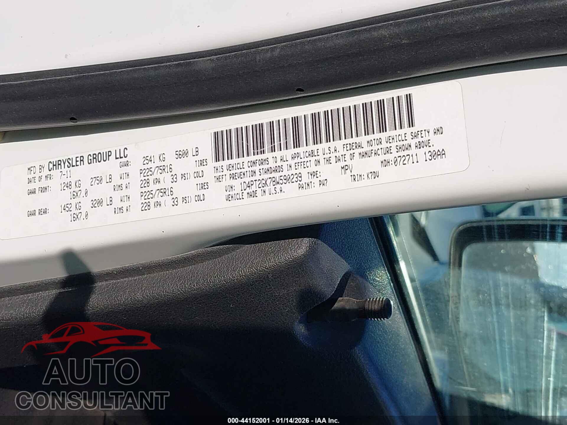 DODGE NITRO 2011 - 1D4PT2GK7BW590239