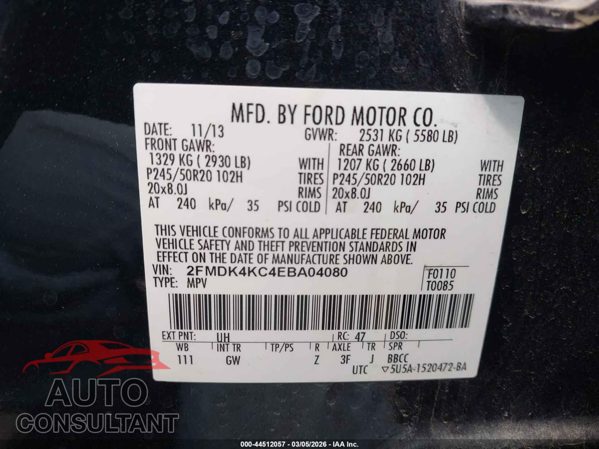 FORD EDGE 2014 - 2FMDK4KC4EBA04080