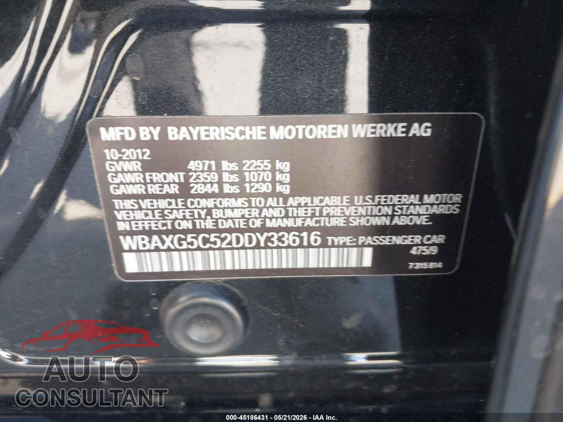 BMW 528I 2013 - WBAXG5C52DDY33616