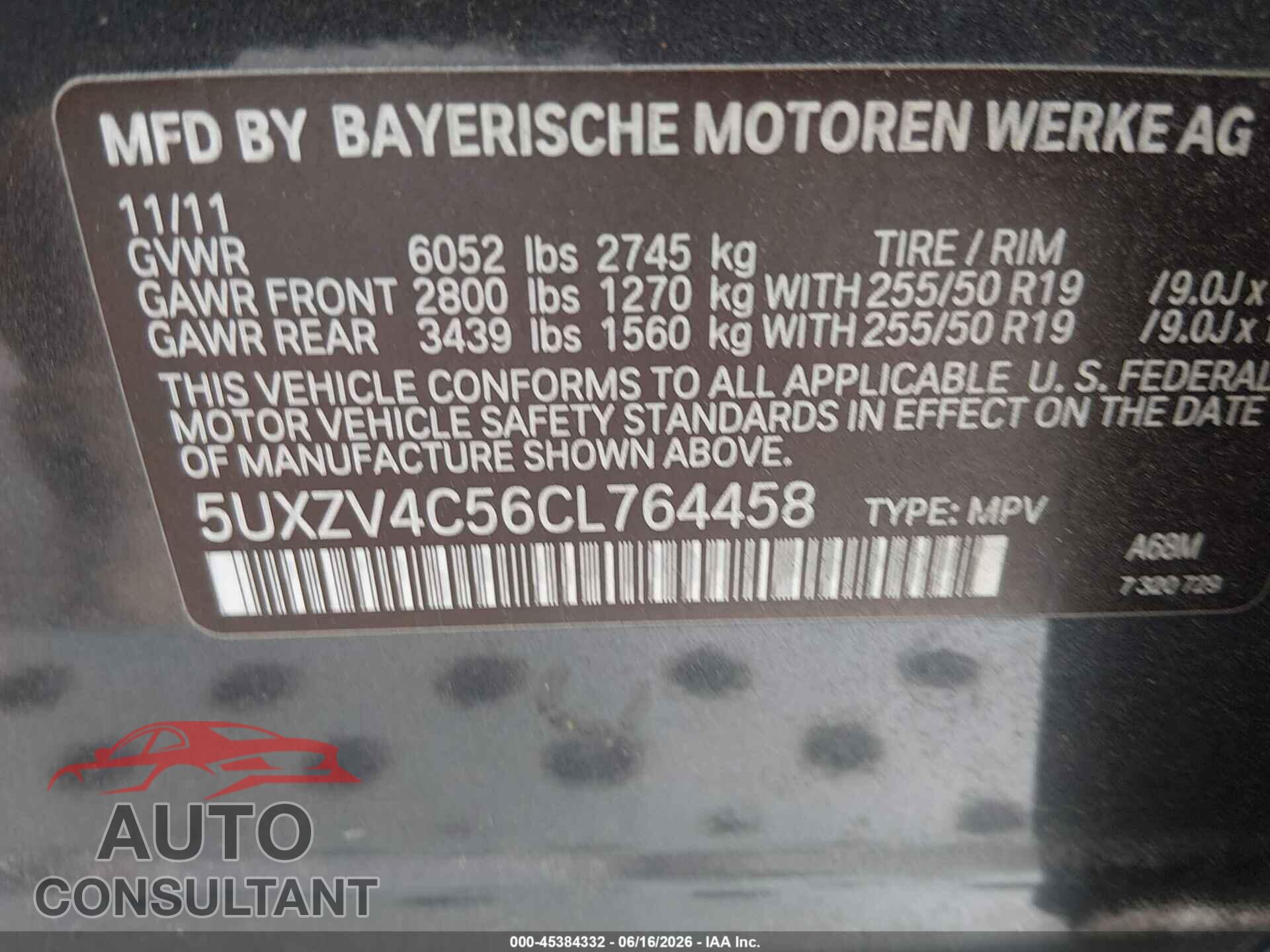 BMW X5 2012 - 5UXZV4C56CL764458