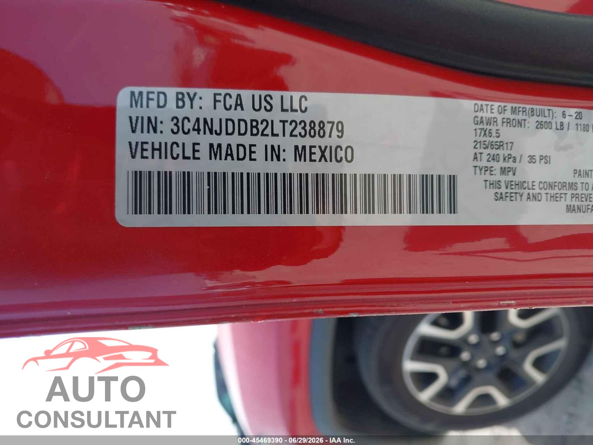 JEEP COMPASS 2020 - 3C4NJDDB2LT238879