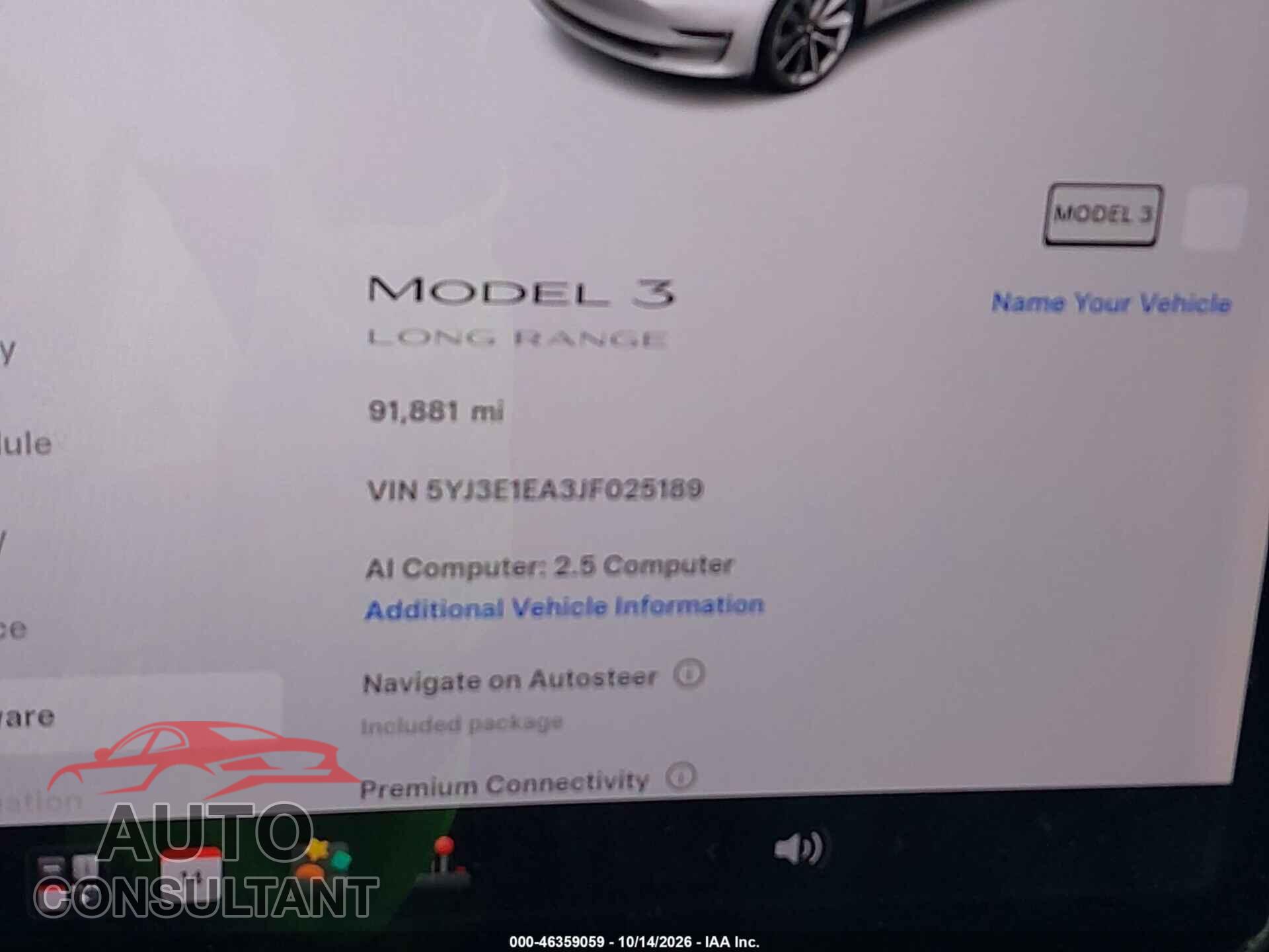 TESLA MODEL 3 2018 - 5YJ3E1EA3JF025189