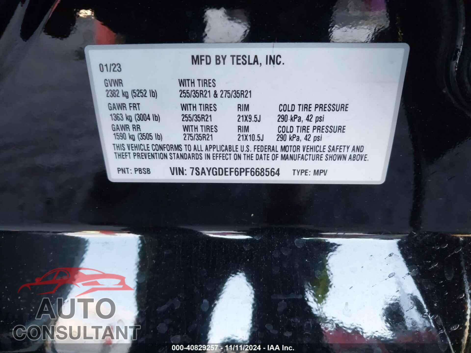 TESLA MODEL Y 2023 - 7SAYGDEF6PF668564