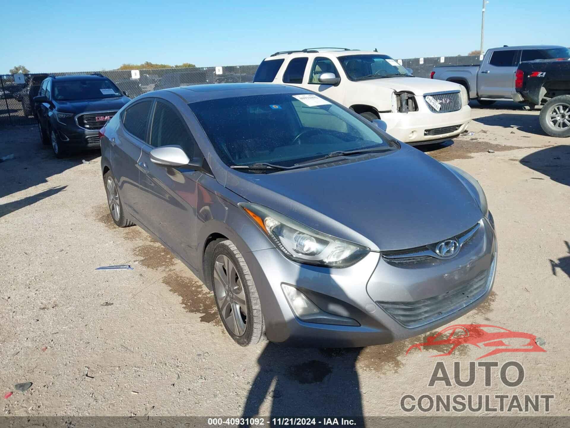 HYUNDAI ELANTRA 2014 - KMHDH4AH9EU106903