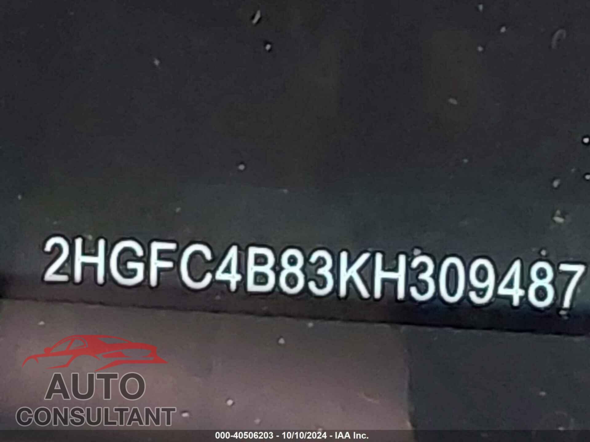 HONDA CIVIC 2019 - 2HGFC4B83KH309487