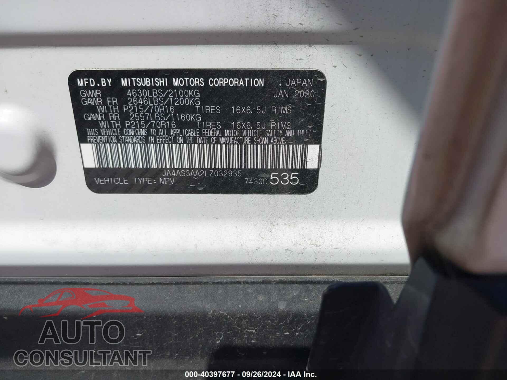 MITSUBISHI ECLIPSE CROSS 2020 - JA4AS3AA2LZ032935
