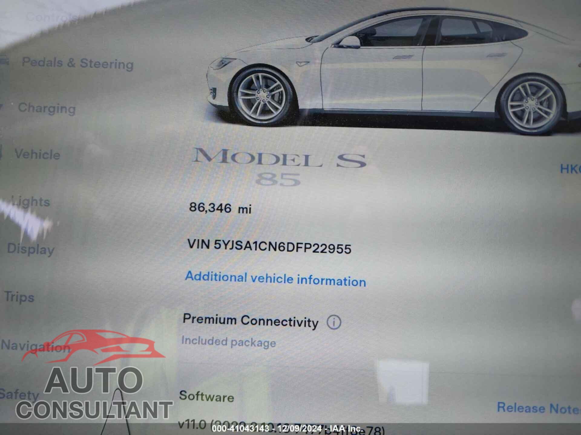 TESLA MODEL S 2013 - 5YJSA1CN6DFP22955