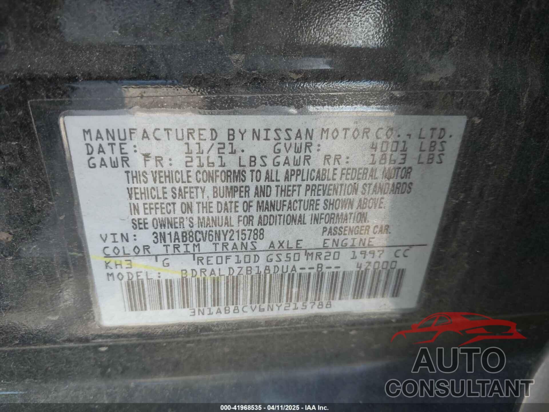 NISSAN SENTRA 2022 - 3N1AB8CV6NY215788