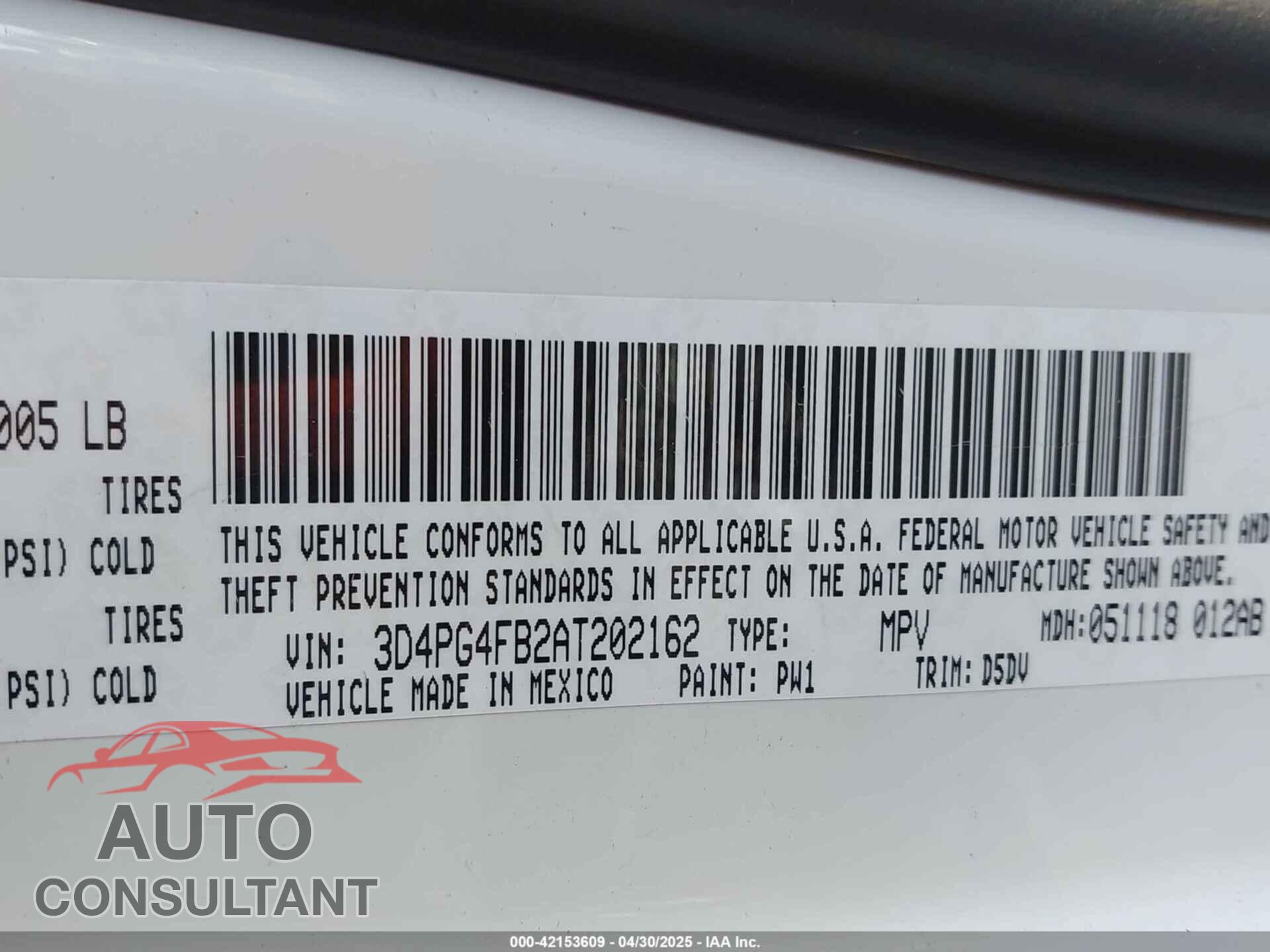 DODGE JOURNEY 2010 - 3D4PG4FB2AT202162