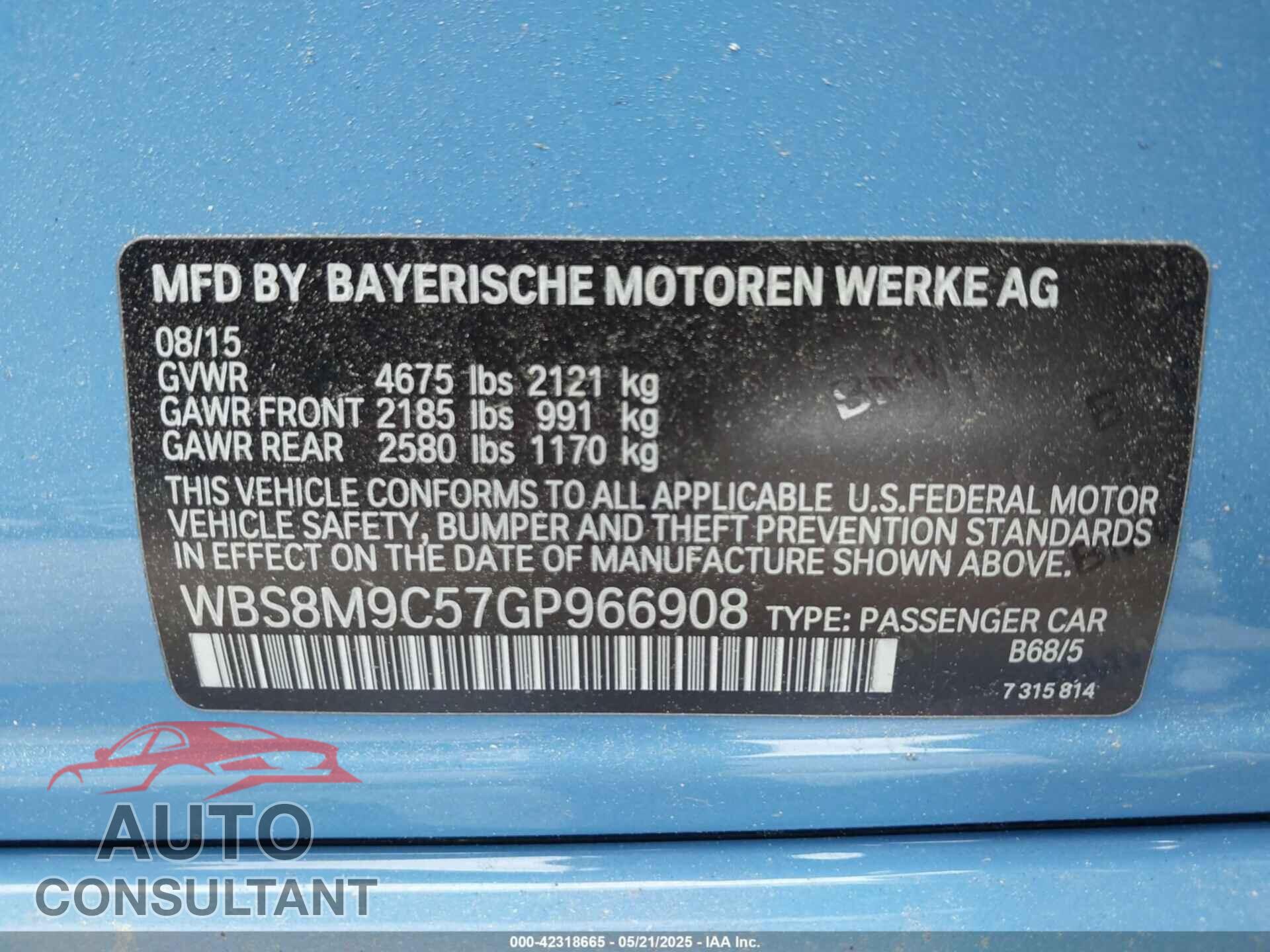 BMW M3 2016 - WBS8M9C57GP966908